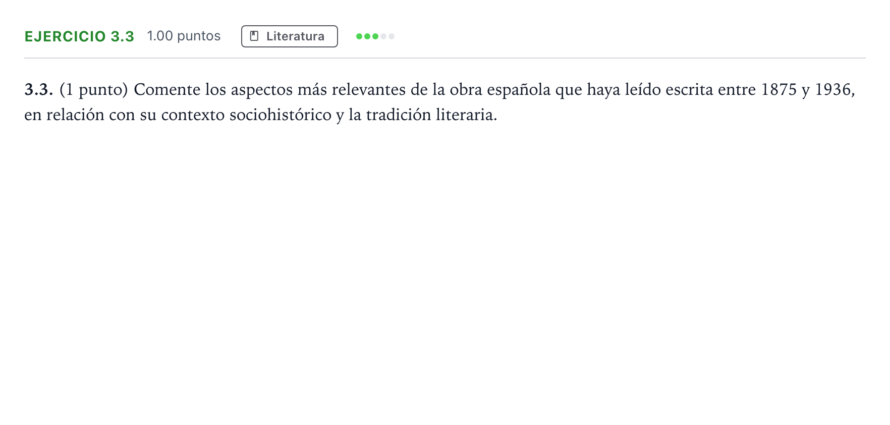 Enunciado: Ejercicio 3.3 · Lengua Castellana y Literatura II PAU Madrid Modelo 2025