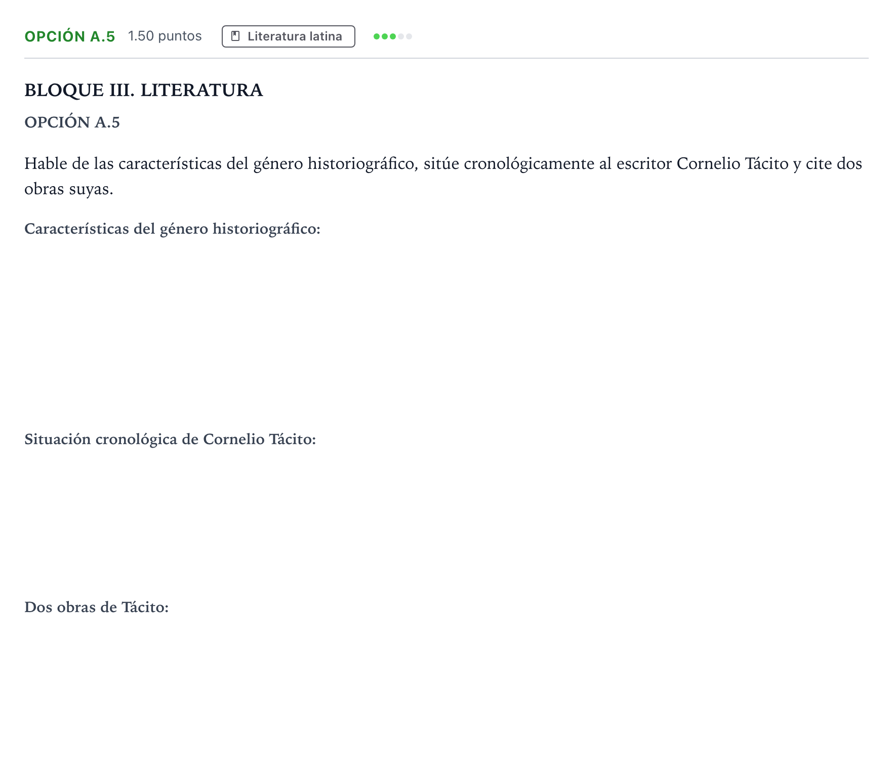 Enunciado: Opción A.5 · Latín II PAU Madrid Ordinaria Coincidencias 2025