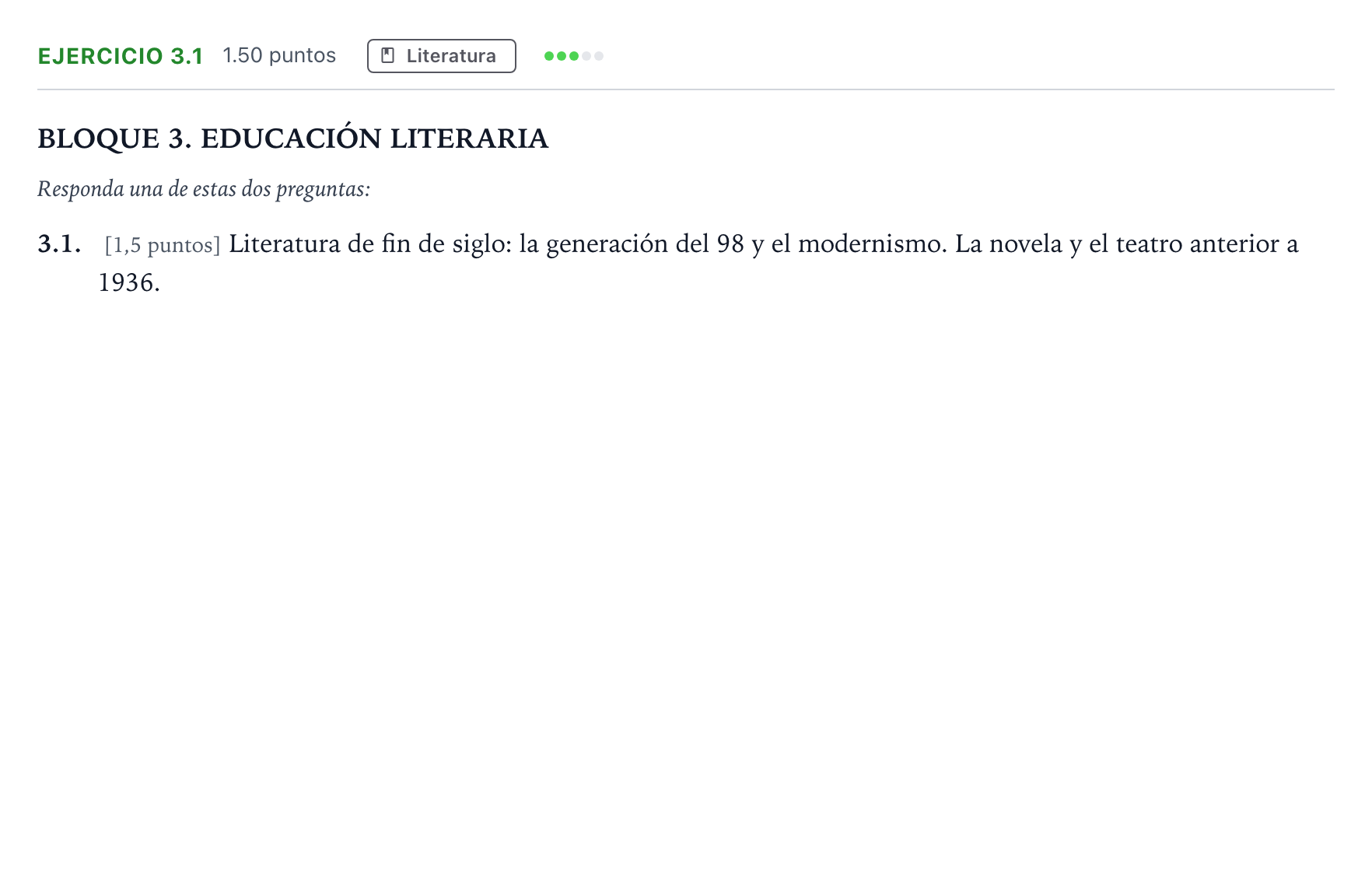 Enunciado: Ejercicio 3.1 · Lengua Castellana y Literatura II PAU Madrid Ordinaria 12:00 2025