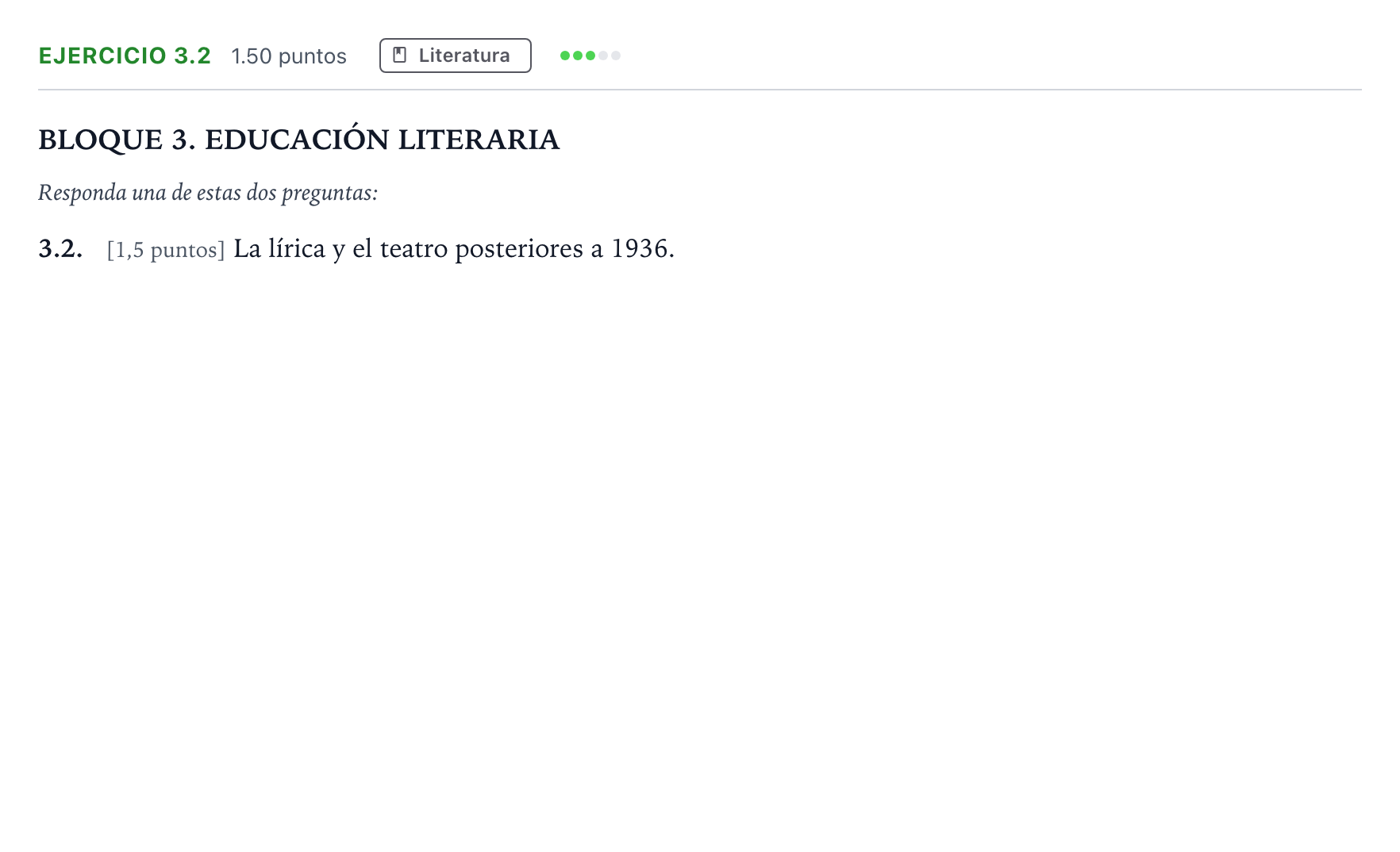 Enunciado: Ejercicio 3.2 · Lengua Castellana y Literatura II PAU Madrid Ordinaria 12:00 2025