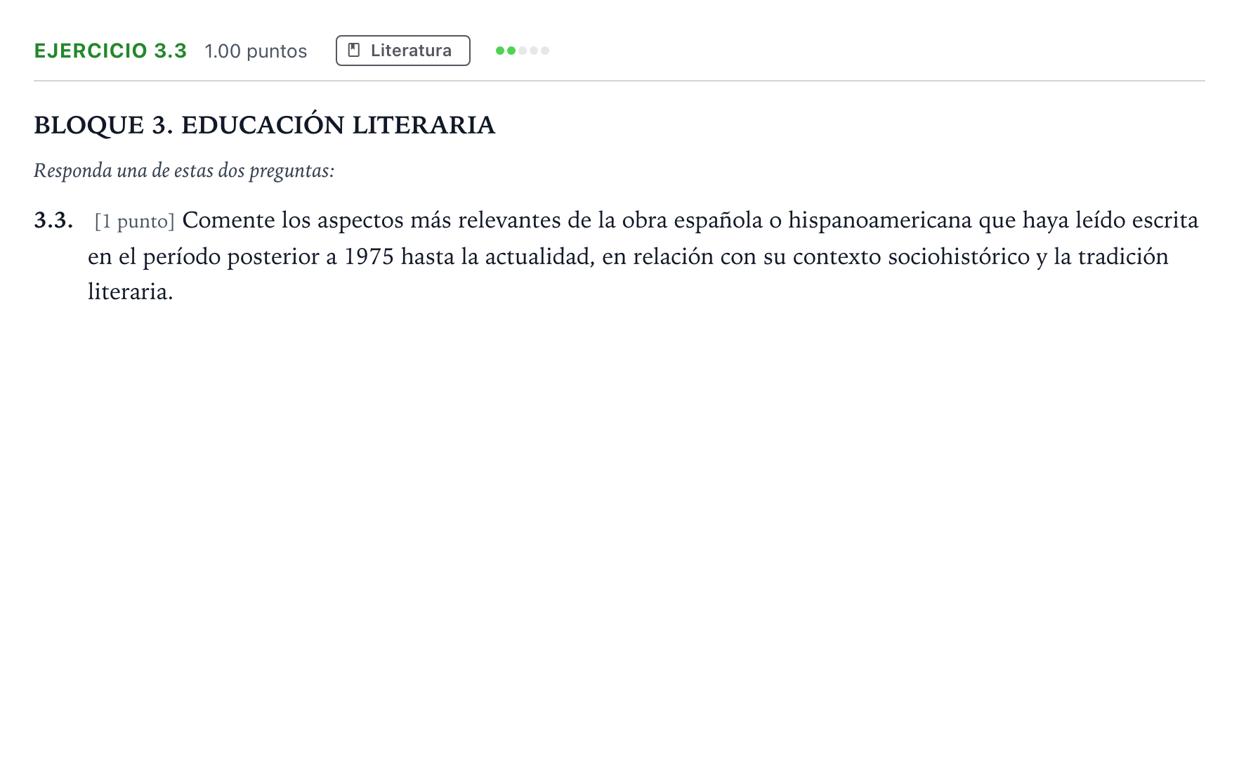 Enunciado: Ejercicio 3.3 · Lengua Castellana y Literatura II PAU Madrid Ordinaria 12:00 2025