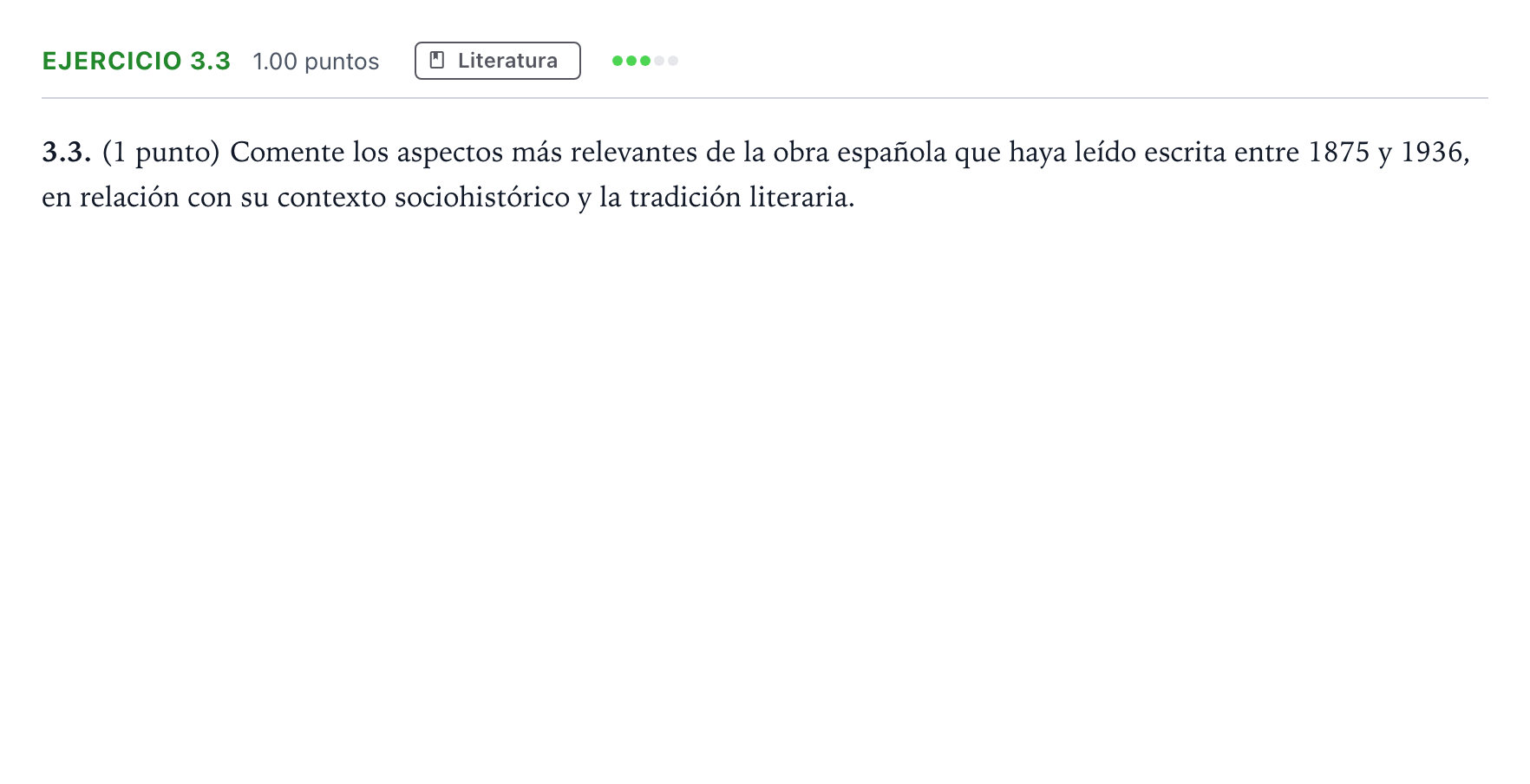 Enunciado: Ejercicio 3.3 · Lengua Castellana y Literatura II PAU Madrid Ordinaria 9:30 2025