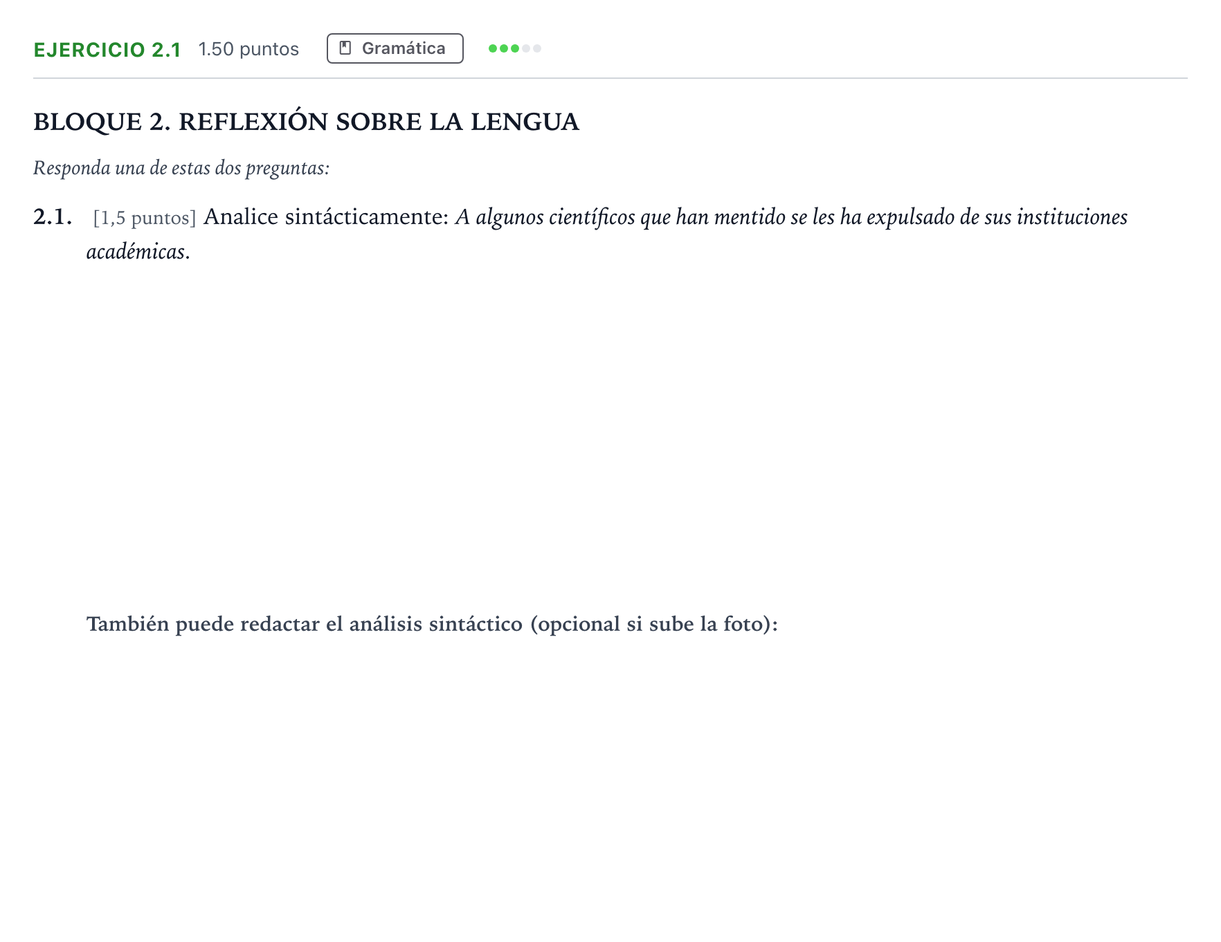 Enunciado: Ejercicio 2.1 · Lengua Castellana y Literatura II PAU Madrid Ordinaria Coincidencias 2025