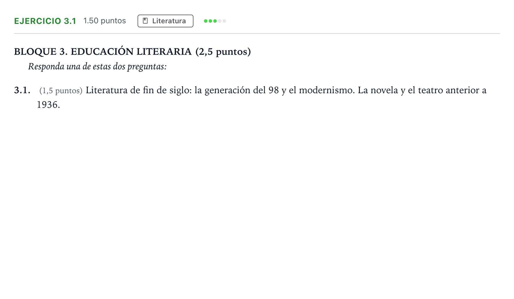 Enunciado: Ejercicio 3.1 · Lengua Castellana y Literatura II PAU Madrid Ordinaria Coincidencias 2025