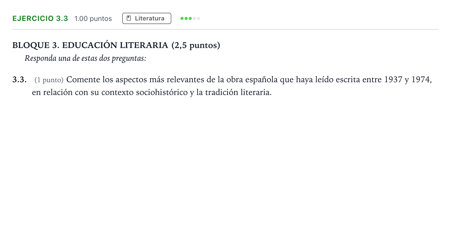 Enunciado: Ejercicio 3.3 · Lengua Castellana y Literatura II PAU Madrid Ordinaria Coincidencias 2025