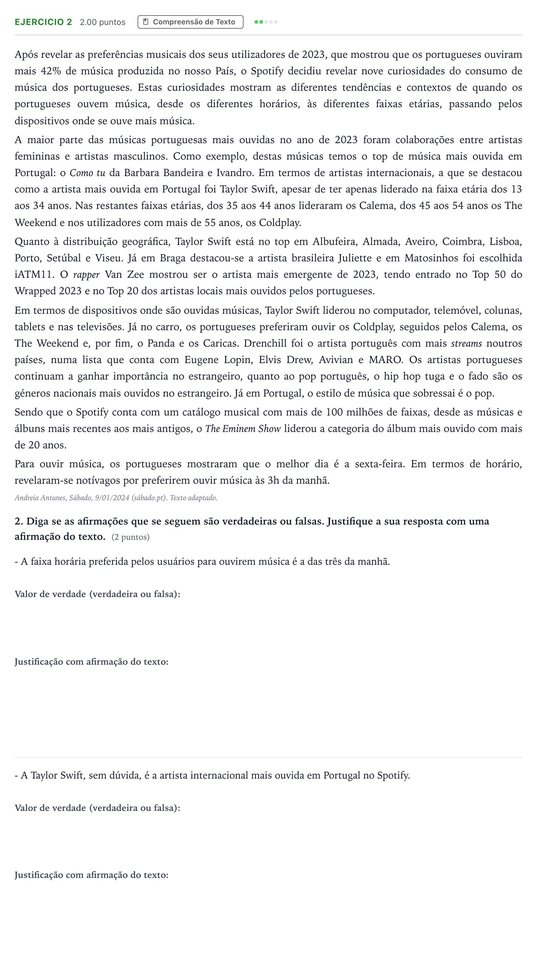 Enunciado: Problema 2 · Portugués PAU Madrid Modelo 2025