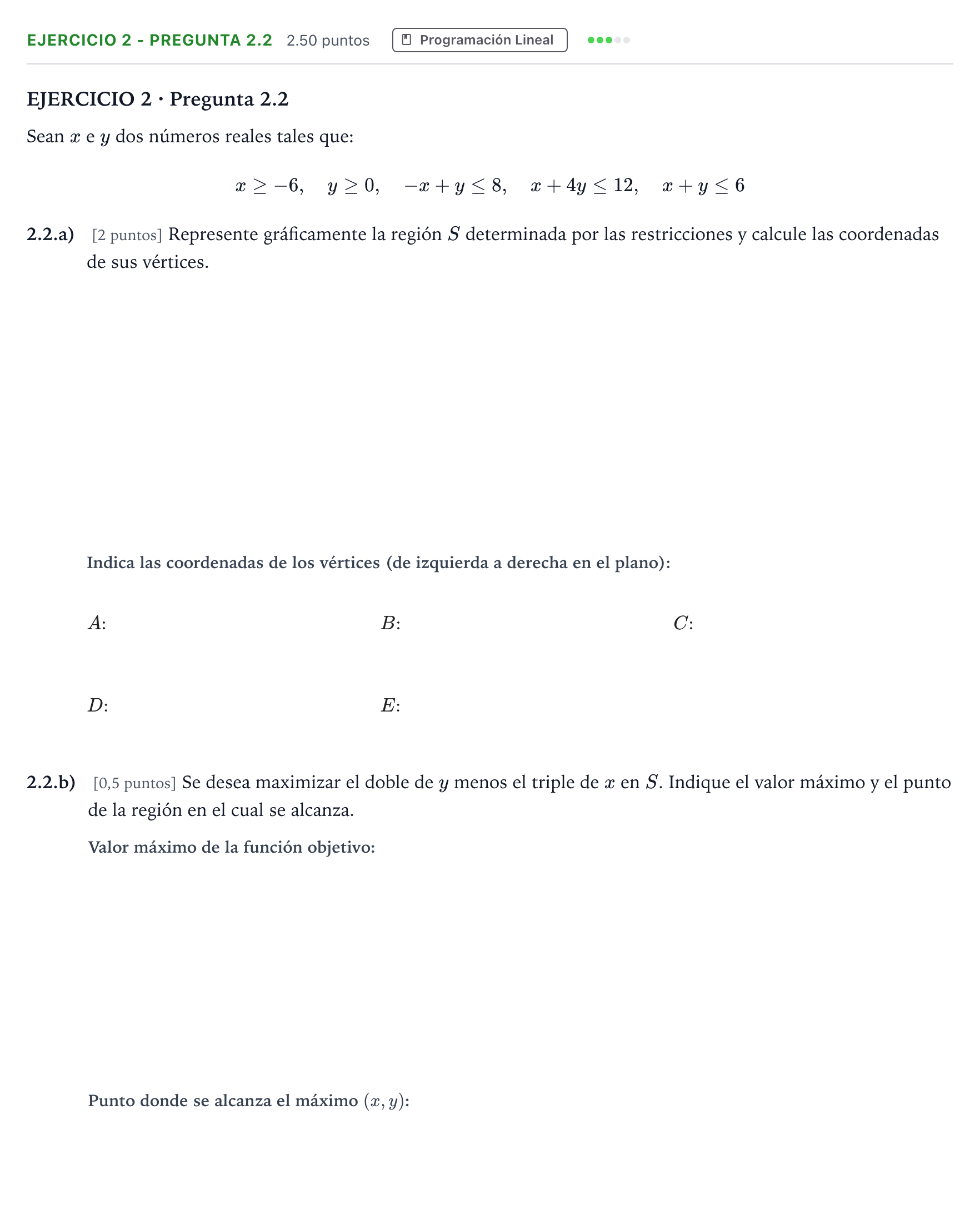 Enunciado: Ejercicio 2 - Pregunta 2.2 · Matemáticas aplicadas a las Ciencias Sociales II PAU Madrid Extraordinaria 2025