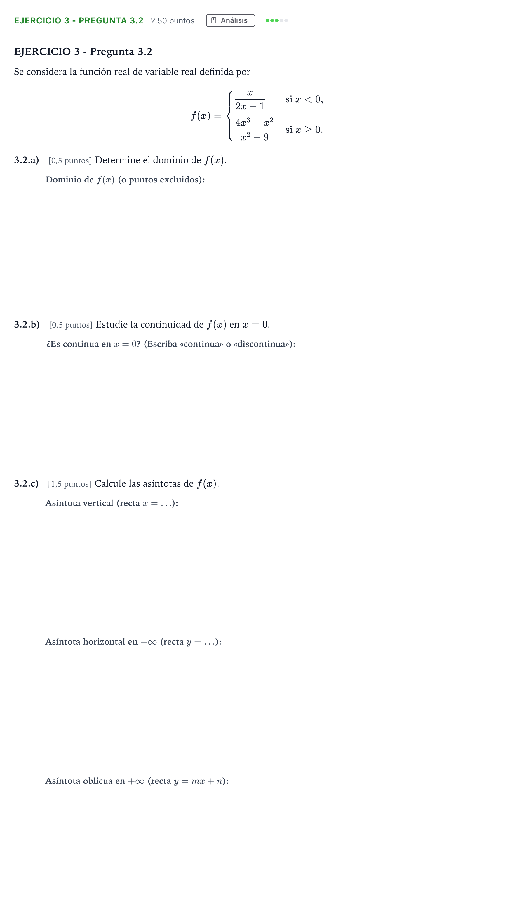 Enunciado: Ejercicio 3 - Pregunta 3.2 · Matemáticas aplicadas a las Ciencias Sociales II PAU Madrid Extraordinaria 2025