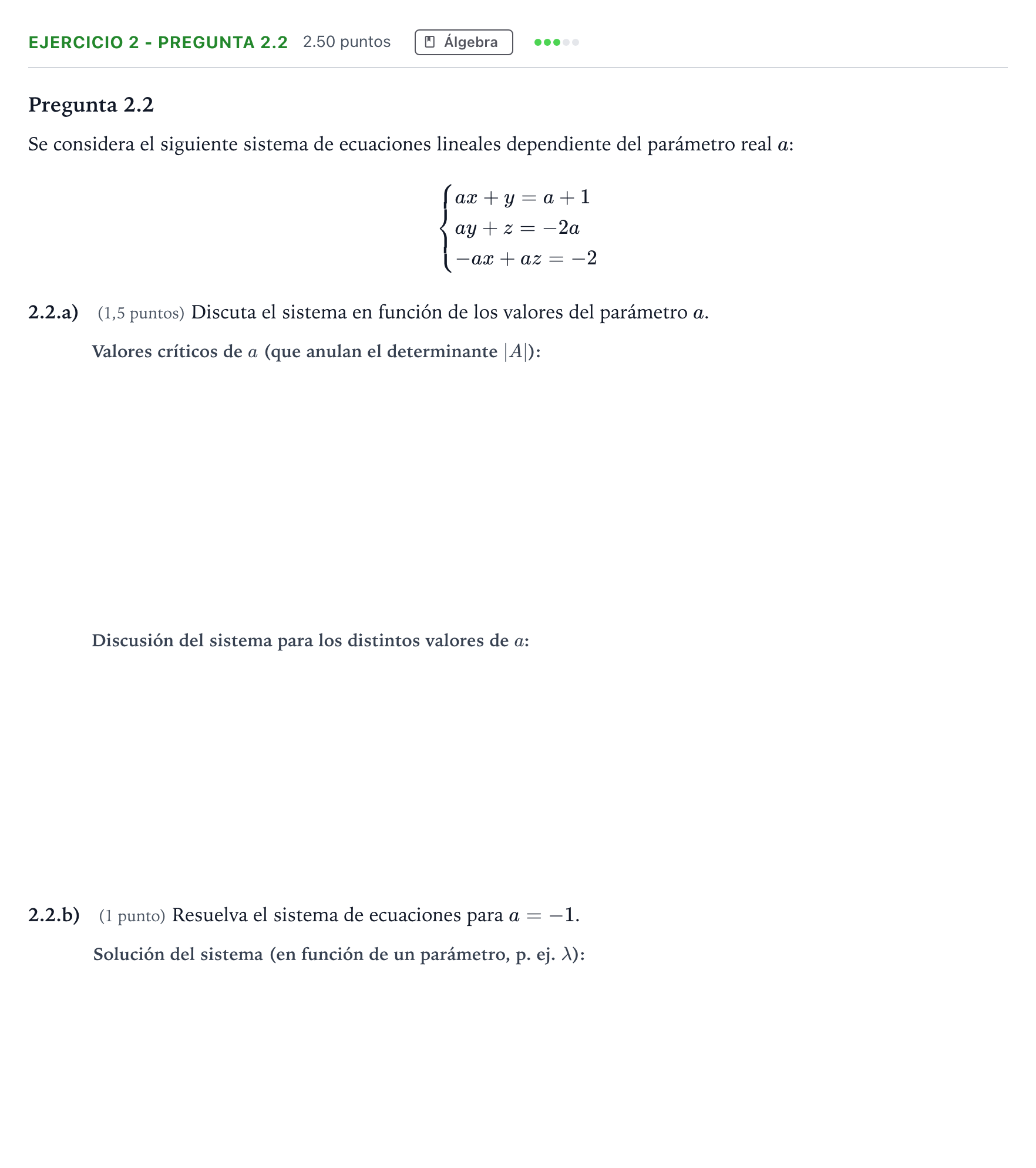 Enunciado: Ejercicio 2 - Pregunta 2.2 · Matemáticas aplicadas a las Ciencias Sociales II PAU Madrid Extraordinaria Coincidencias 2025