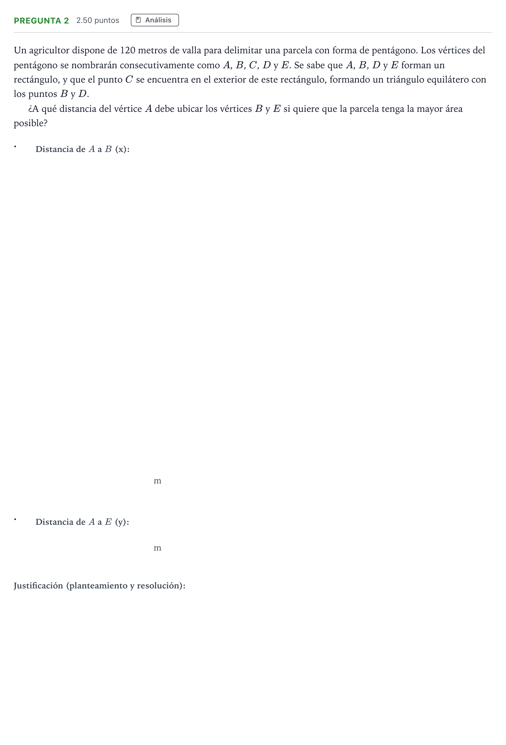 Enunciado: Pregunta 2 · Matemáticas II PAU Madrid Extraordinaria 2025
