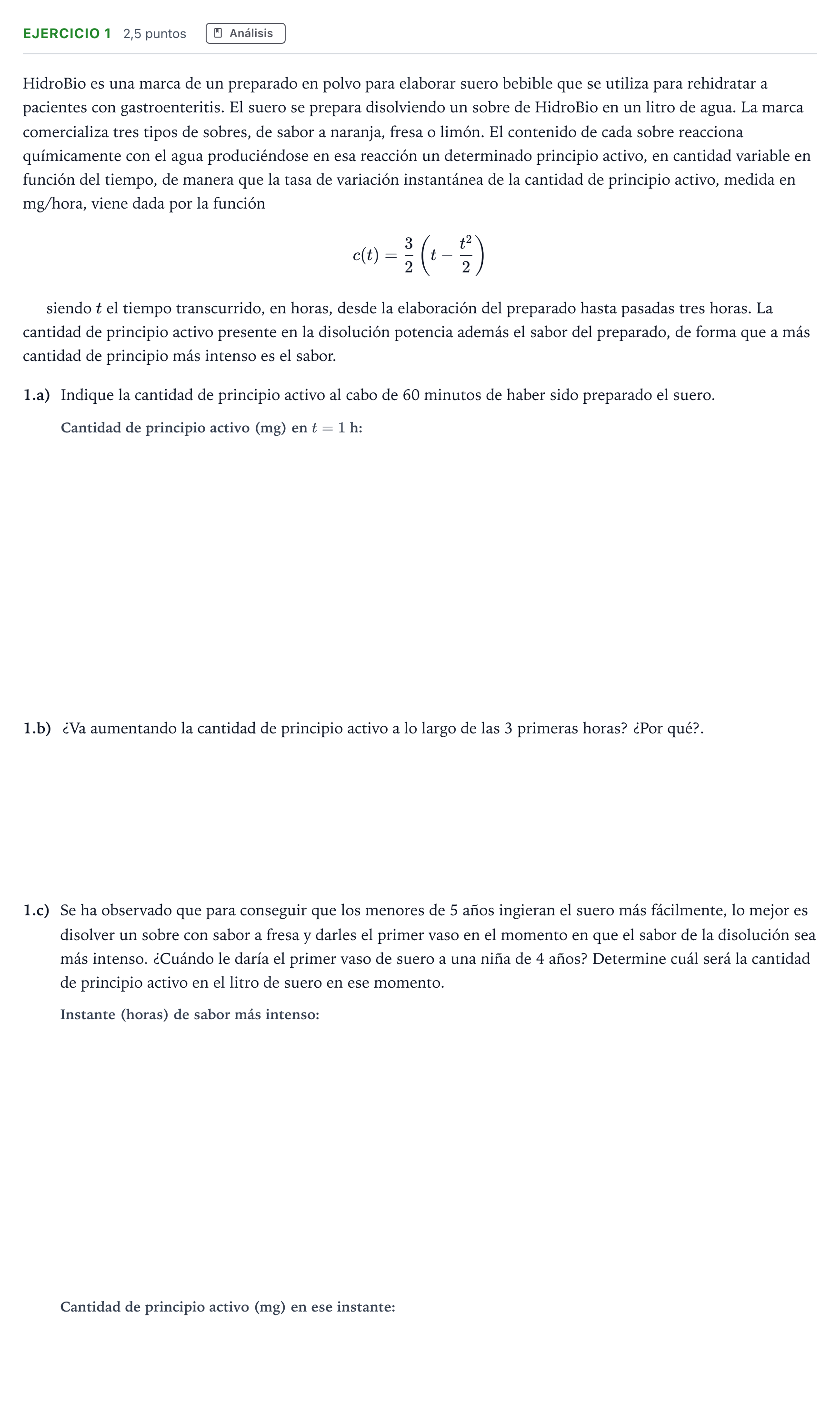 Enunciado: Ejercicio 1 · Matemáticas aplicadas a las Ciencias Sociales II PAU Madrid Modelo 2025