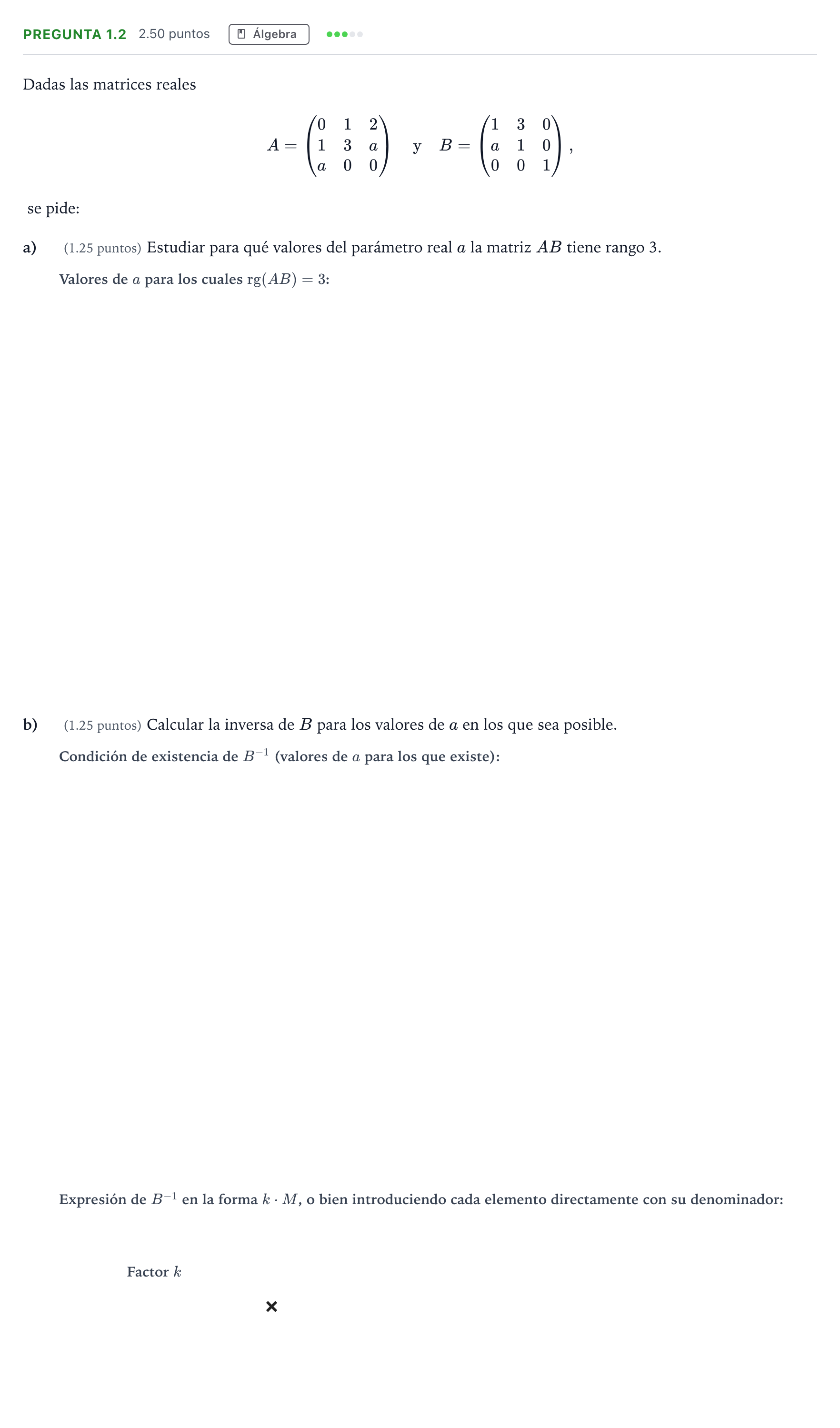Enunciado: Pregunta 1.2 · Matemáticas II PAU Madrid Extraordinaria Coincidencias 2025
