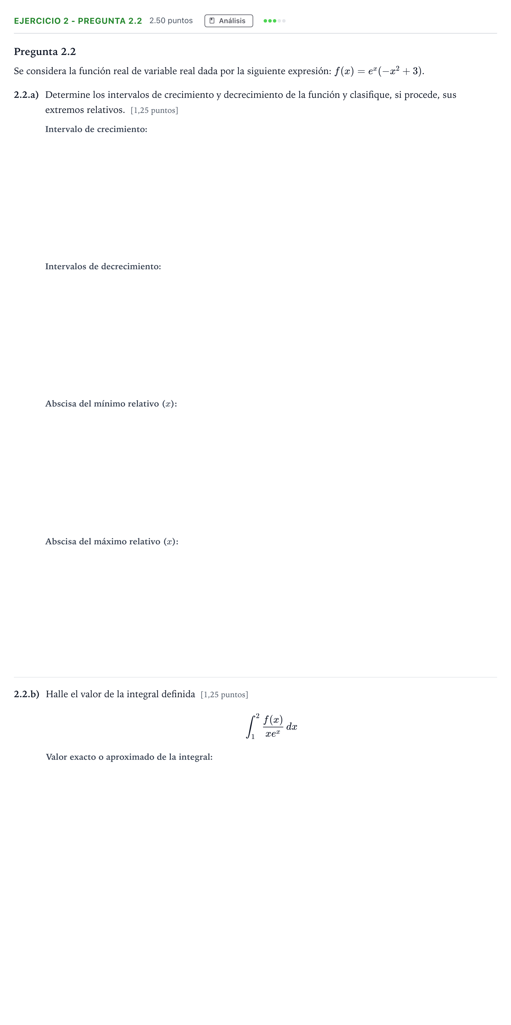 Enunciado: Ejercicio 2 - Pregunta 2.2 · Matemáticas aplicadas a las Ciencias Sociales II PAU Madrid Ordinaria 2025