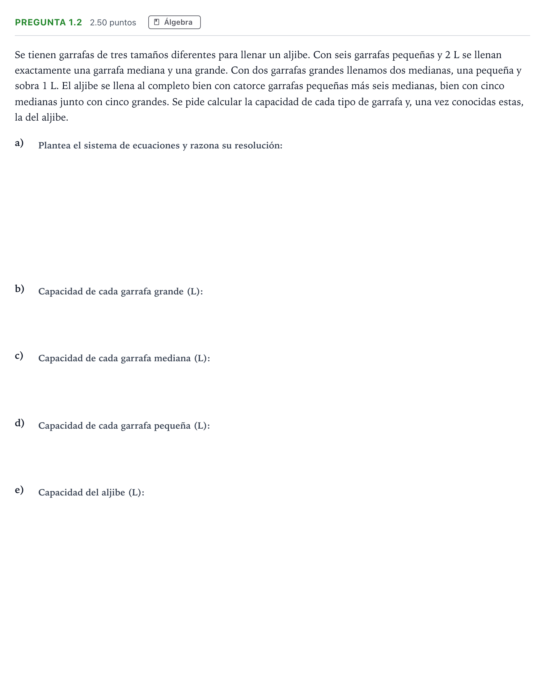 Enunciado: Pregunta 1.2 · Matemáticas II PAU Madrid Modelo 2025