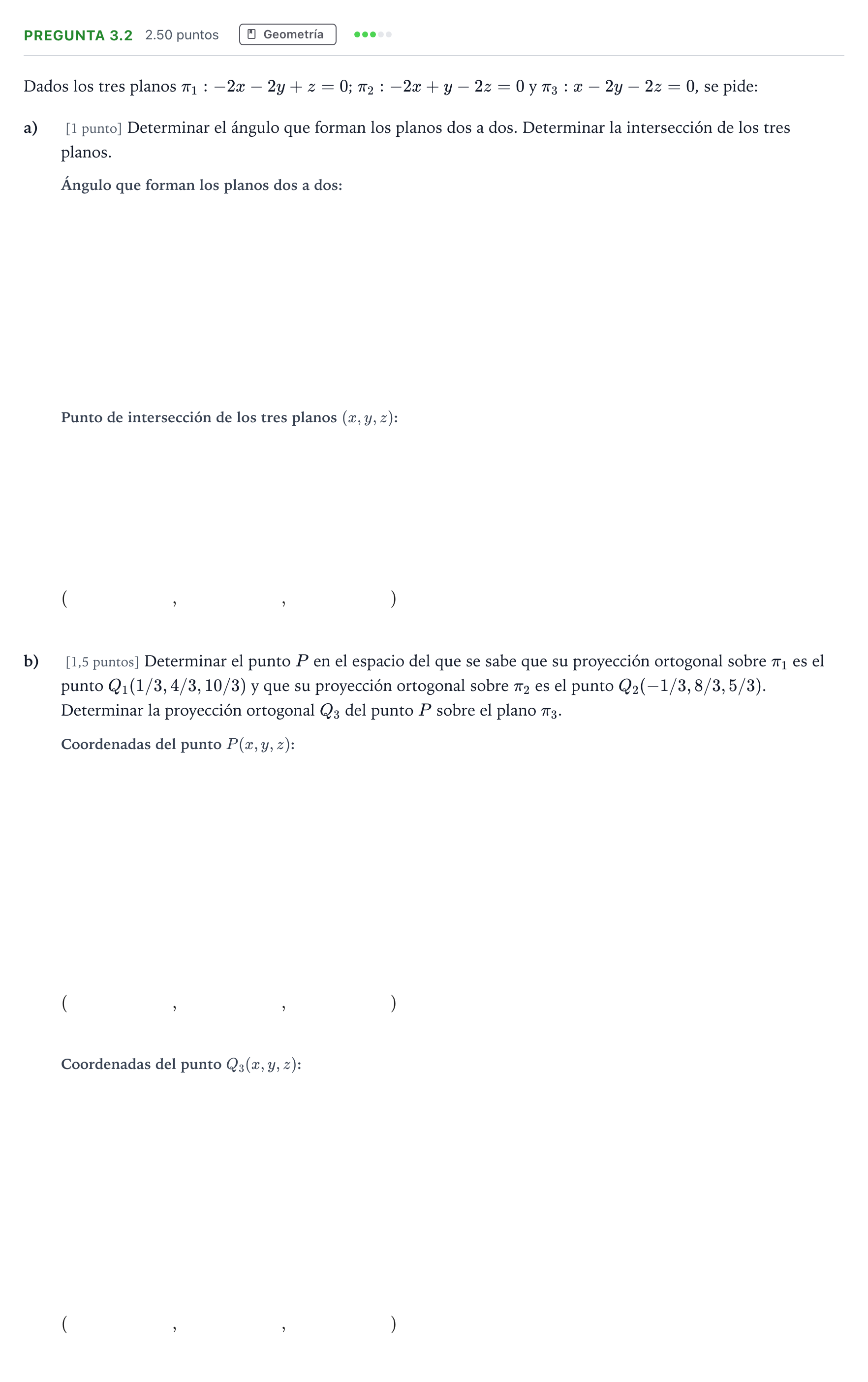 Enunciado: Pregunta 3.2 · Matemáticas II PAU Madrid Modelo 2025