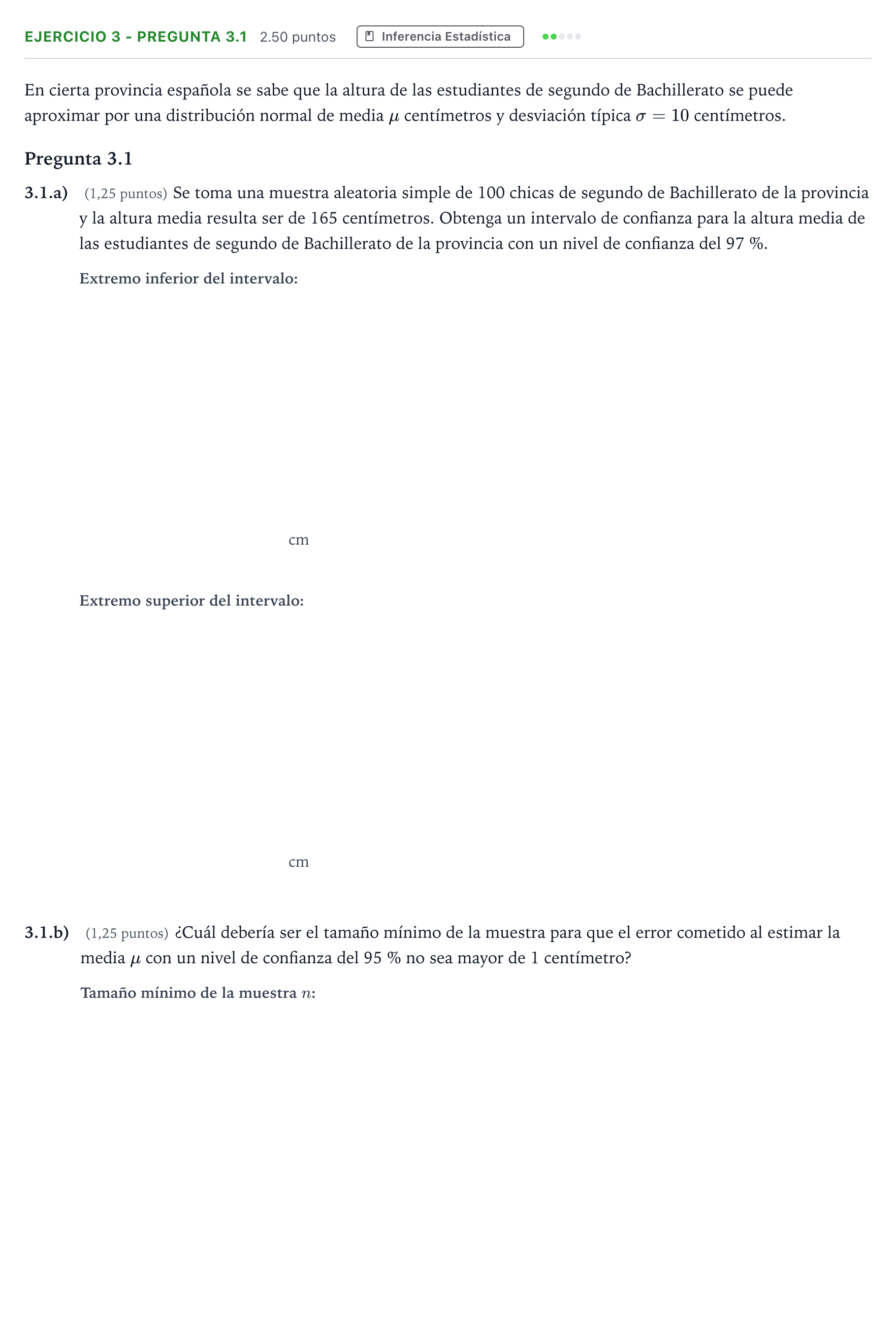 Enunciado: Ejercicio 3 - Pregunta 3.1 · Matemáticas aplicadas a las Ciencias Sociales II PAU Madrid Ordinaria Coincidencias 2025