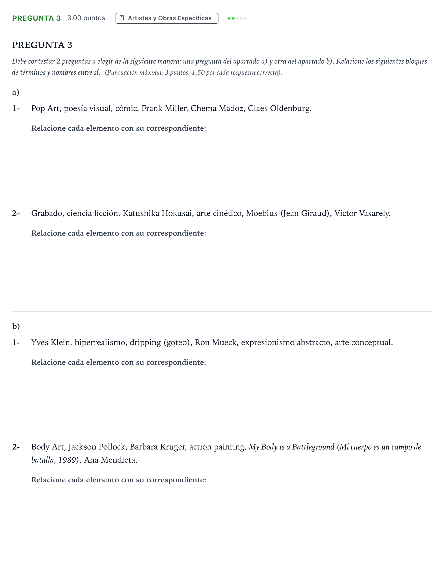 Enunciado: Pregunta 3 · Movimientos Culturales y Artísticos PAU Madrid Modelo 2025