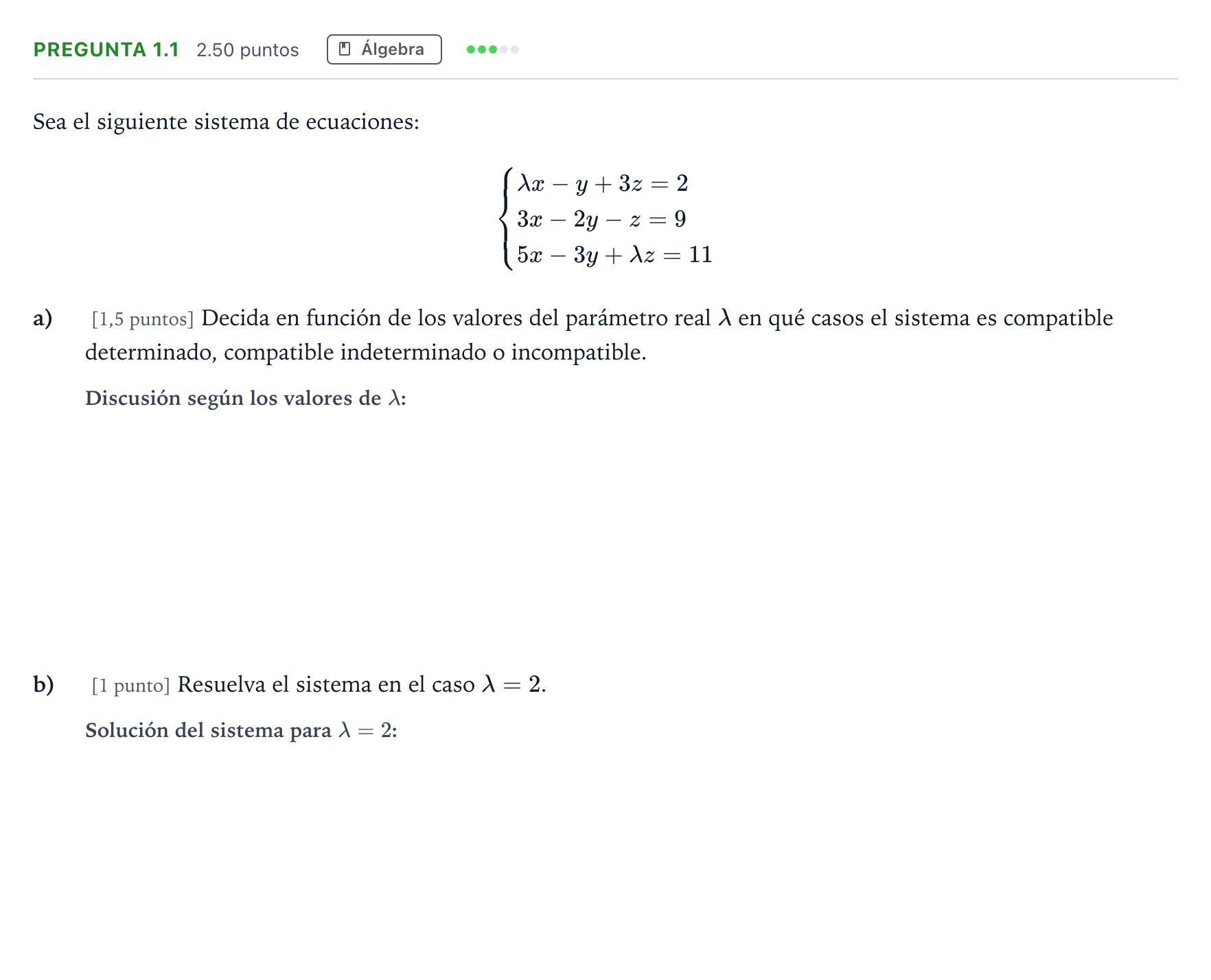 Enunciado: Pregunta 1.1 · Matemáticas II PAU Madrid Ordinaria Coincidencias 2025