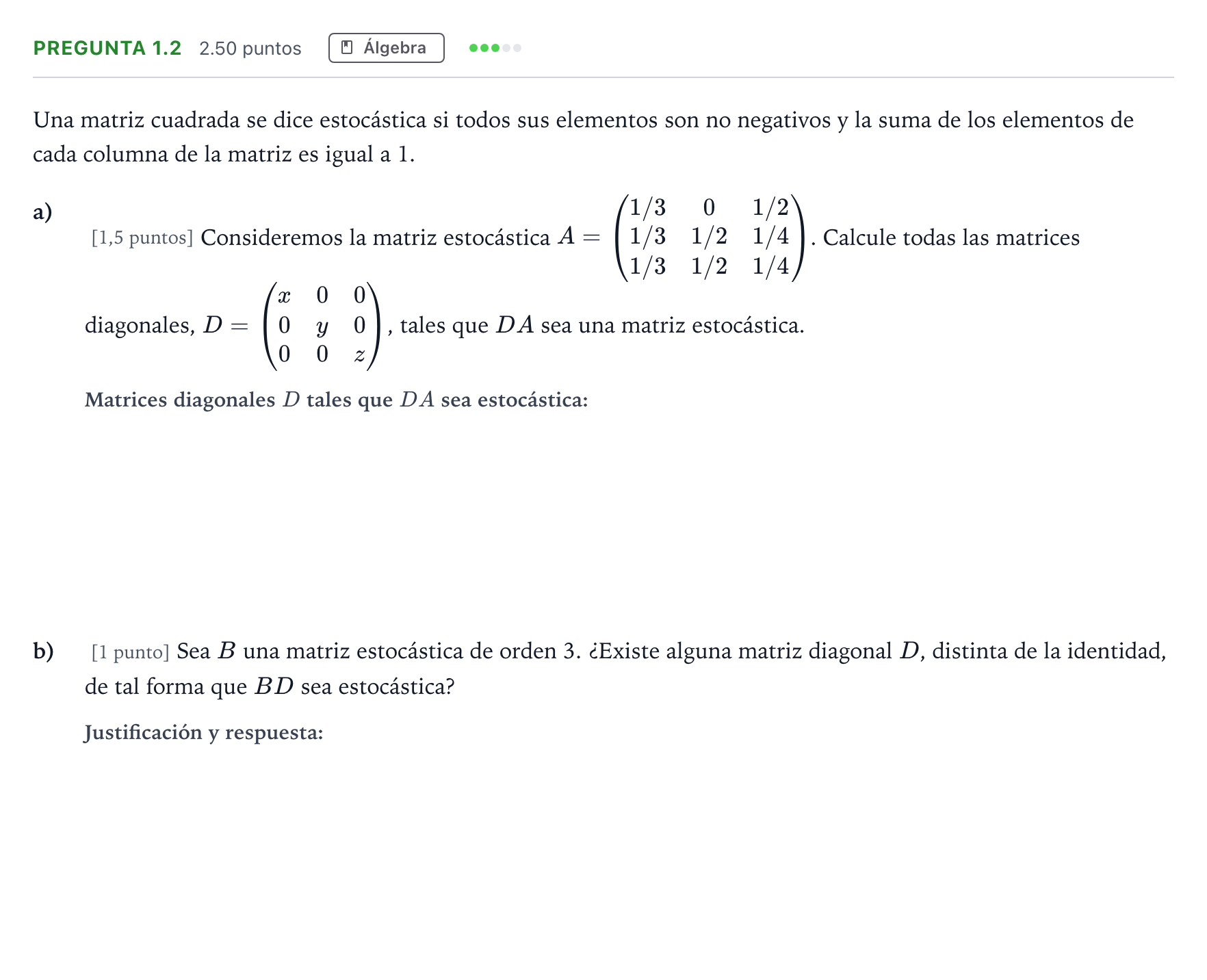 Enunciado: Pregunta 1.2 · Matemáticas II PAU Madrid Ordinaria Coincidencias 2025