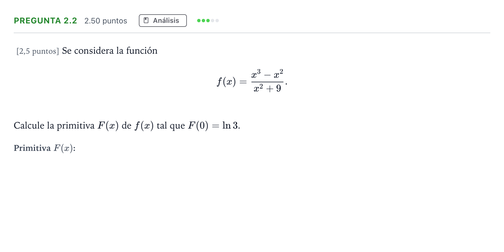 Enunciado: Pregunta 2.2 · Matemáticas II PAU Madrid Ordinaria Coincidencias 2025