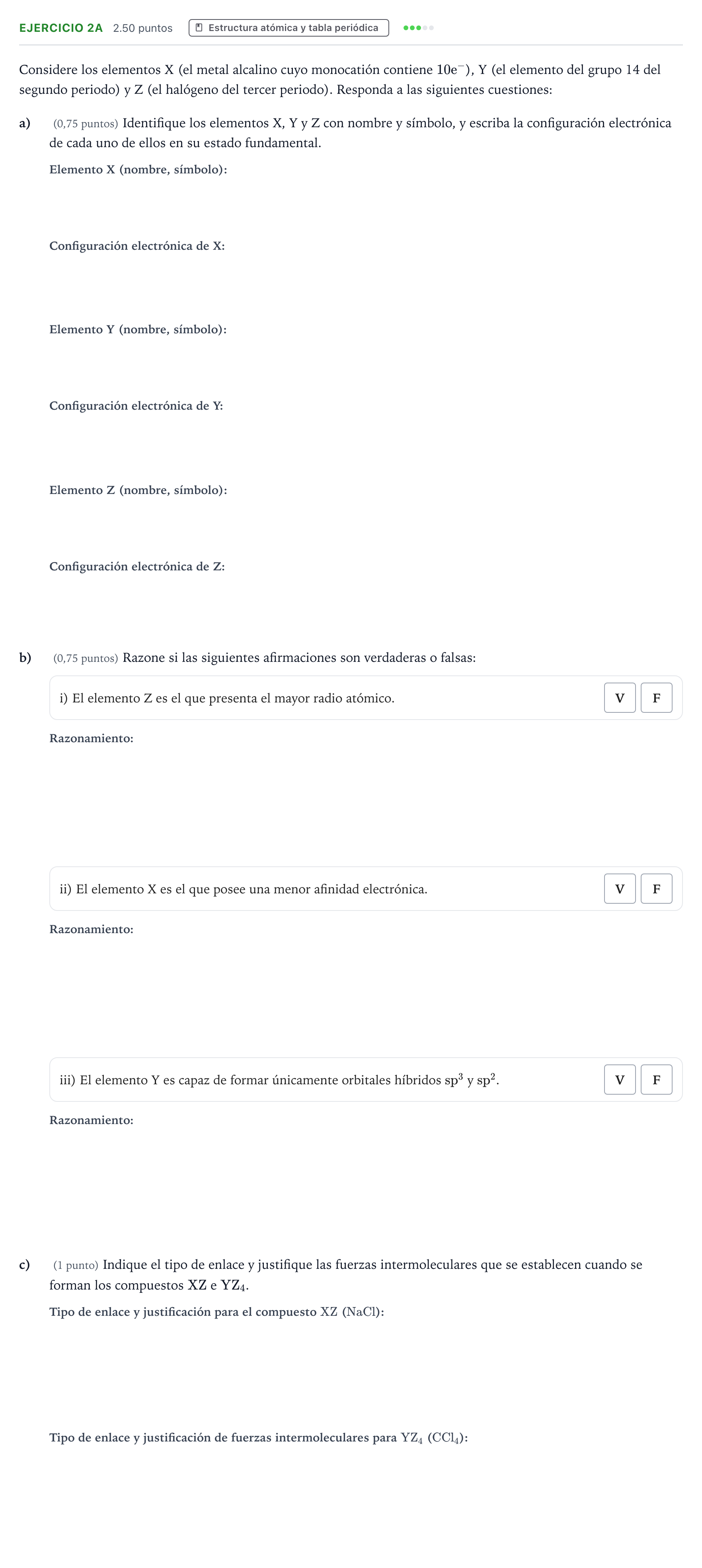 Enunciado: Ejercicio 2A · Química PAU Madrid Extraordinaria 2025