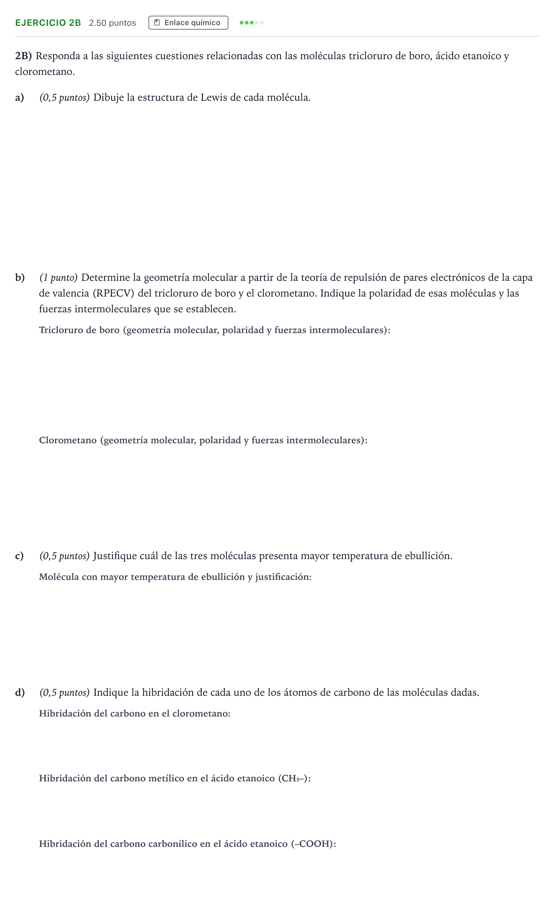 Enunciado: Ejercicio 2B · Química PAU Madrid Extraordinaria 2025