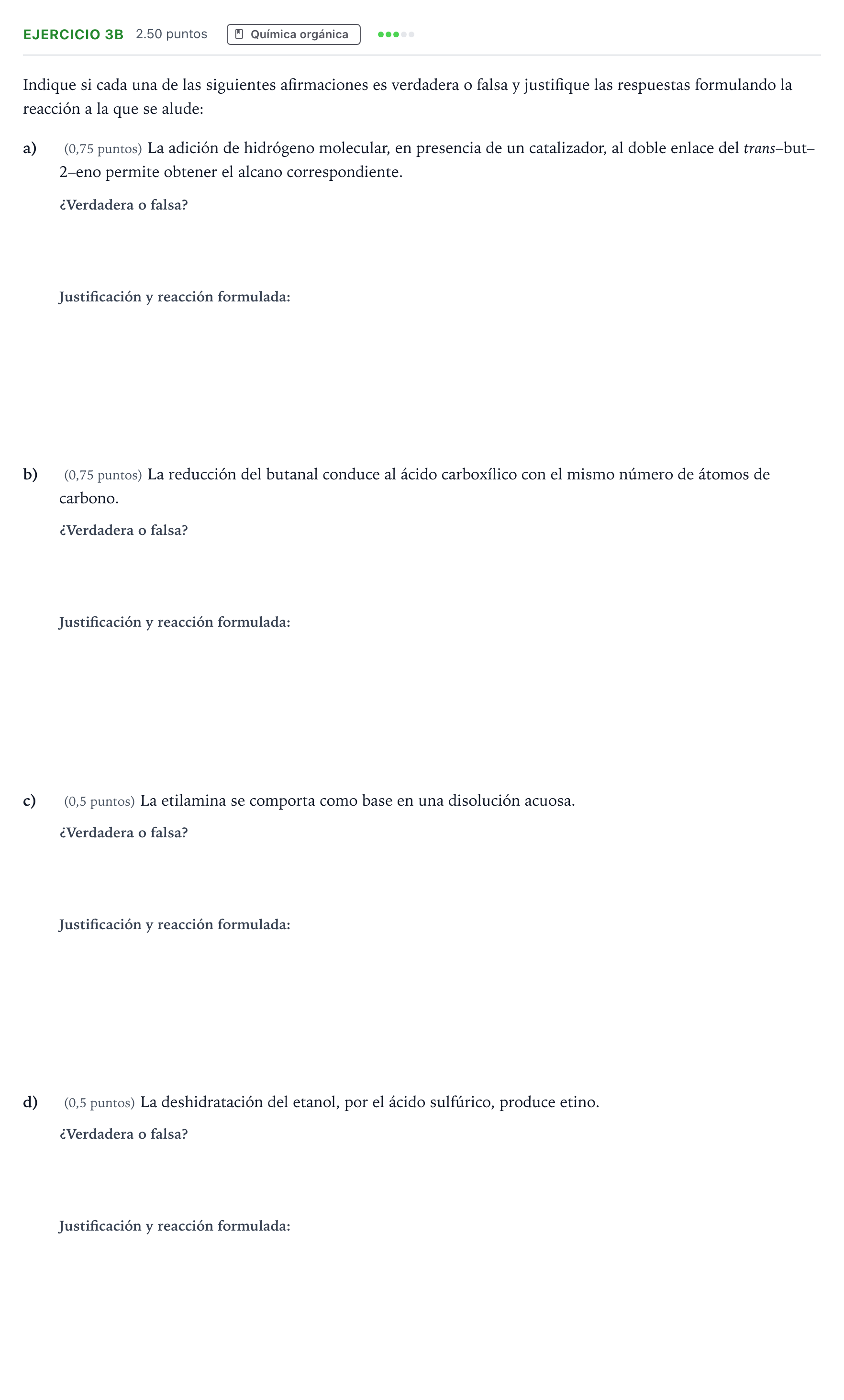 Enunciado: Ejercicio 3B · Química PAU Madrid Modelo 2025