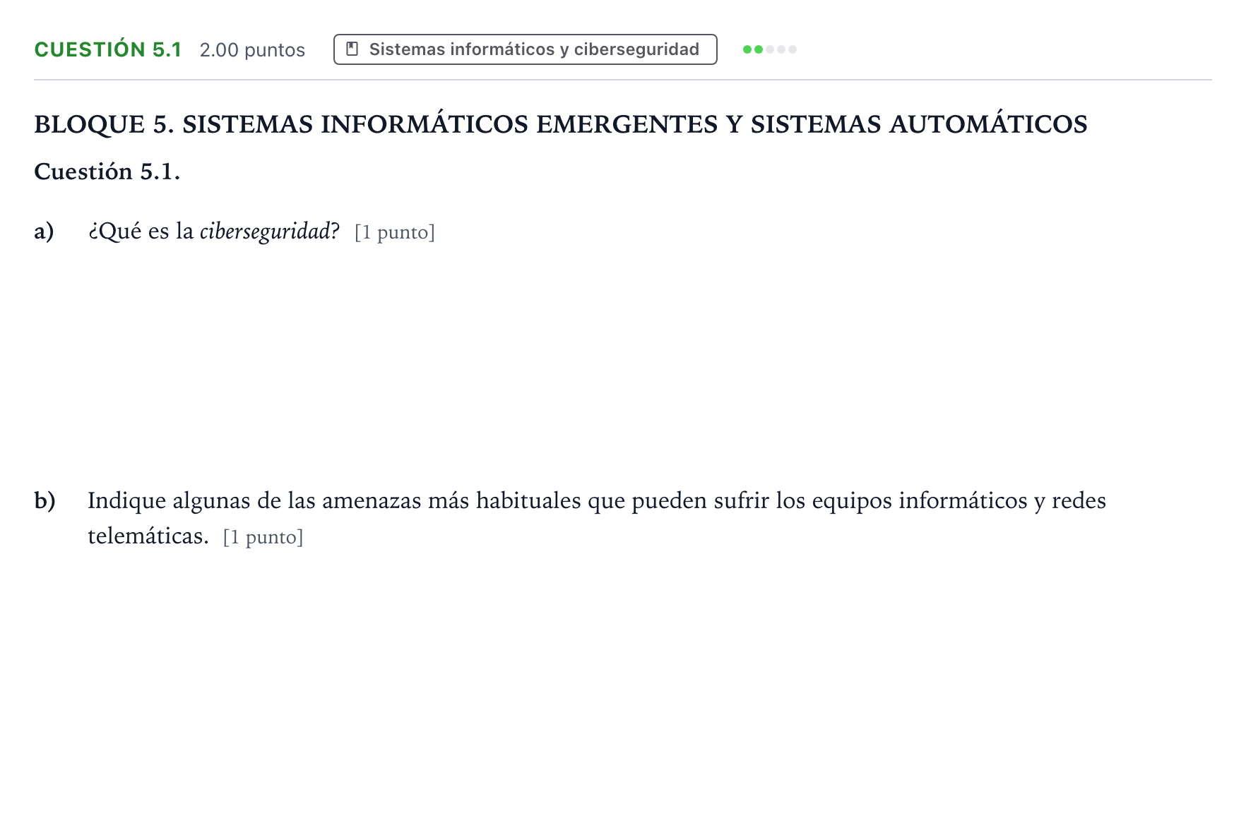 Enunciado: Cuestión 5.1 · Tecnología e Ingeniería II PAU Madrid Extraordinaria 2025