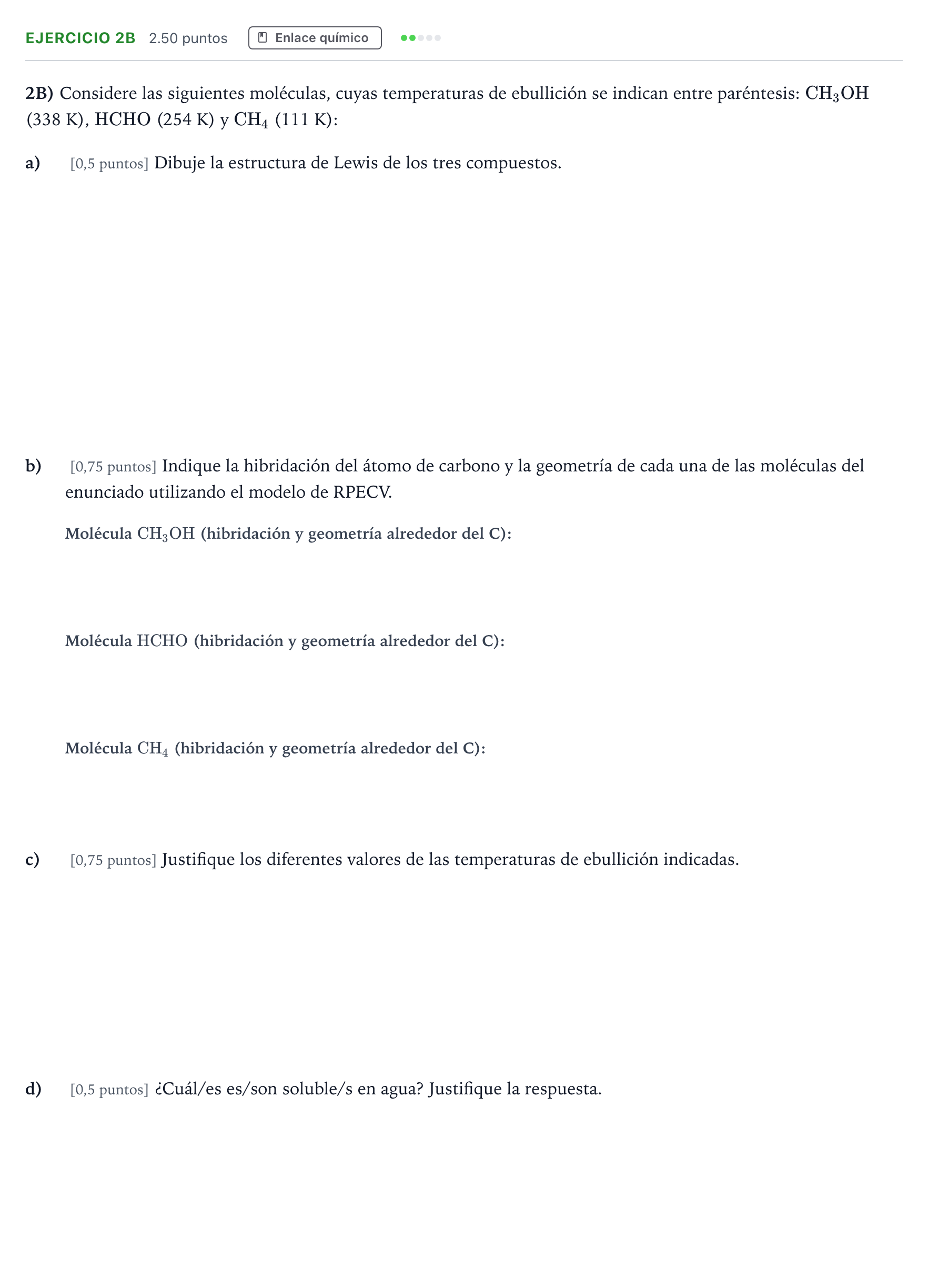 Enunciado: Ejercicio 2B · Química PAU Madrid Ordinaria 2025