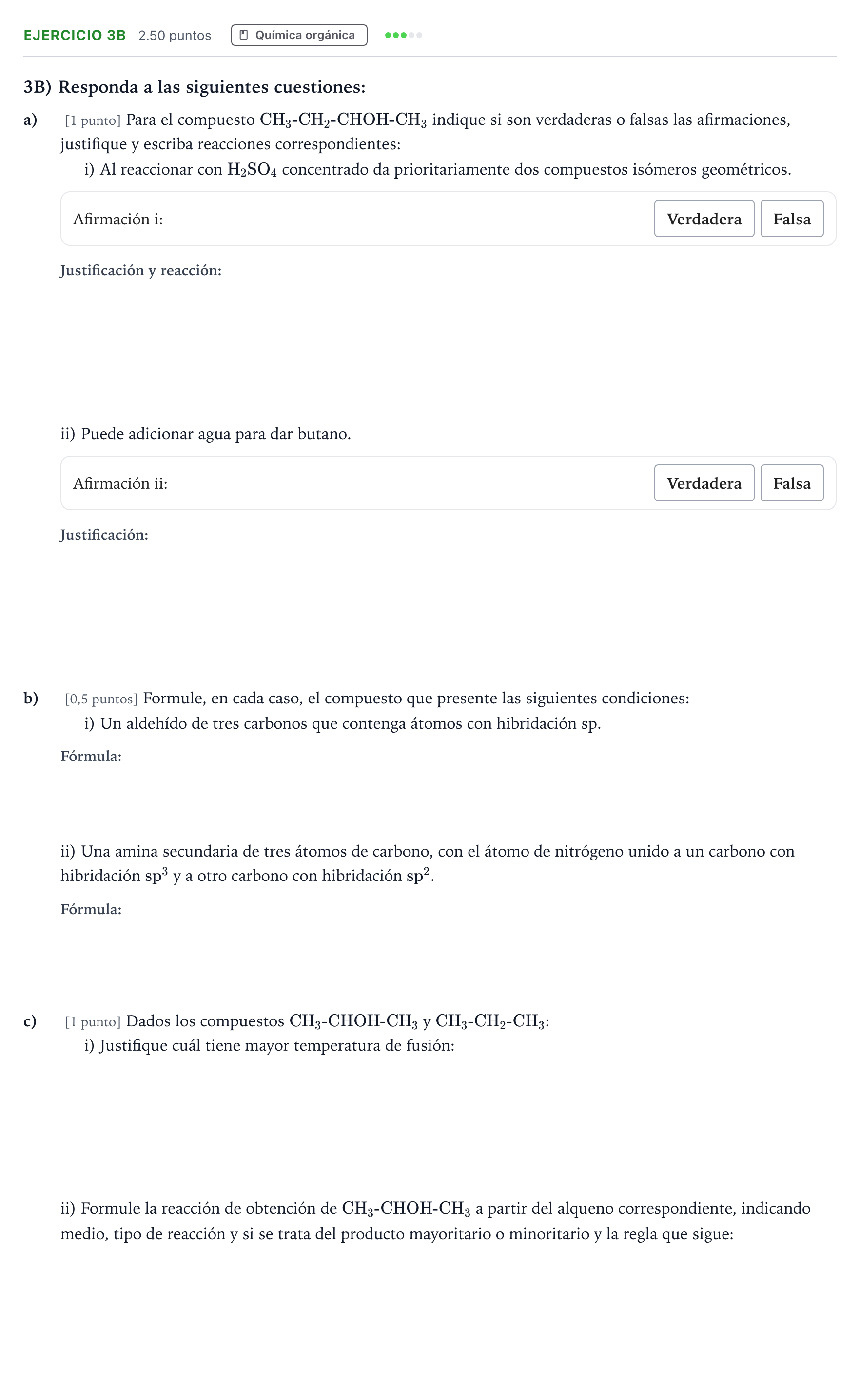 Enunciado: Ejercicio 3B · Química PAU Madrid Ordinaria 2025