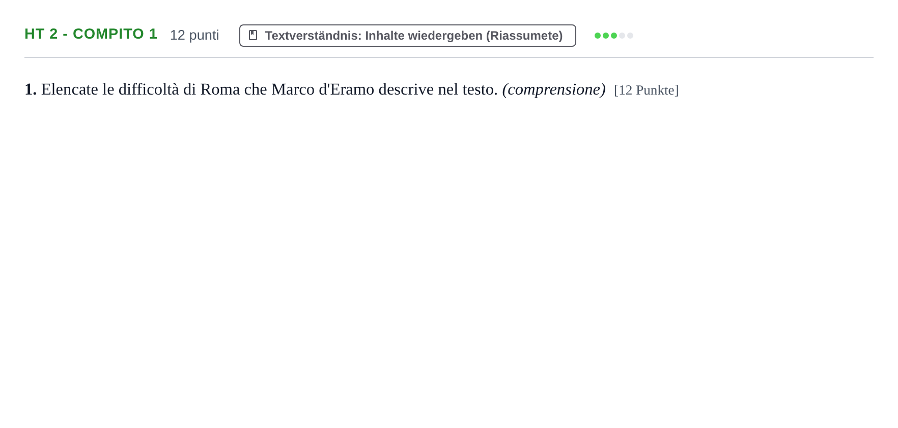 Aufgabenstellung: Aufgabe HT 2 - Compito 1 · Abitur NRW Italienisch LK · Haupttermin · fortgeführt 2022