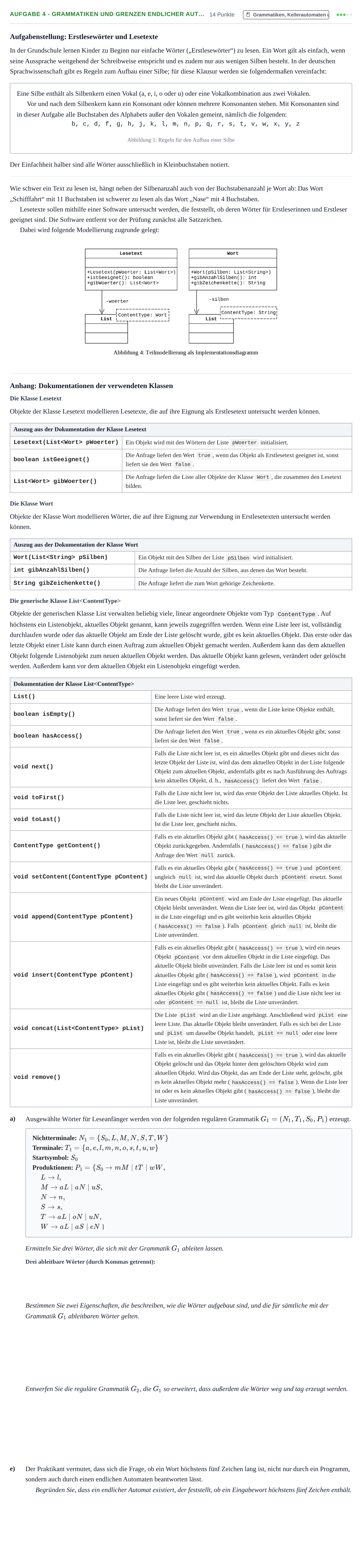 Aufgabenstellung: Aufgabe 4 - Grammatiken und Grenzen endlicher Aut… · Abitur NRW Informatik GK · Nachtermin 2022