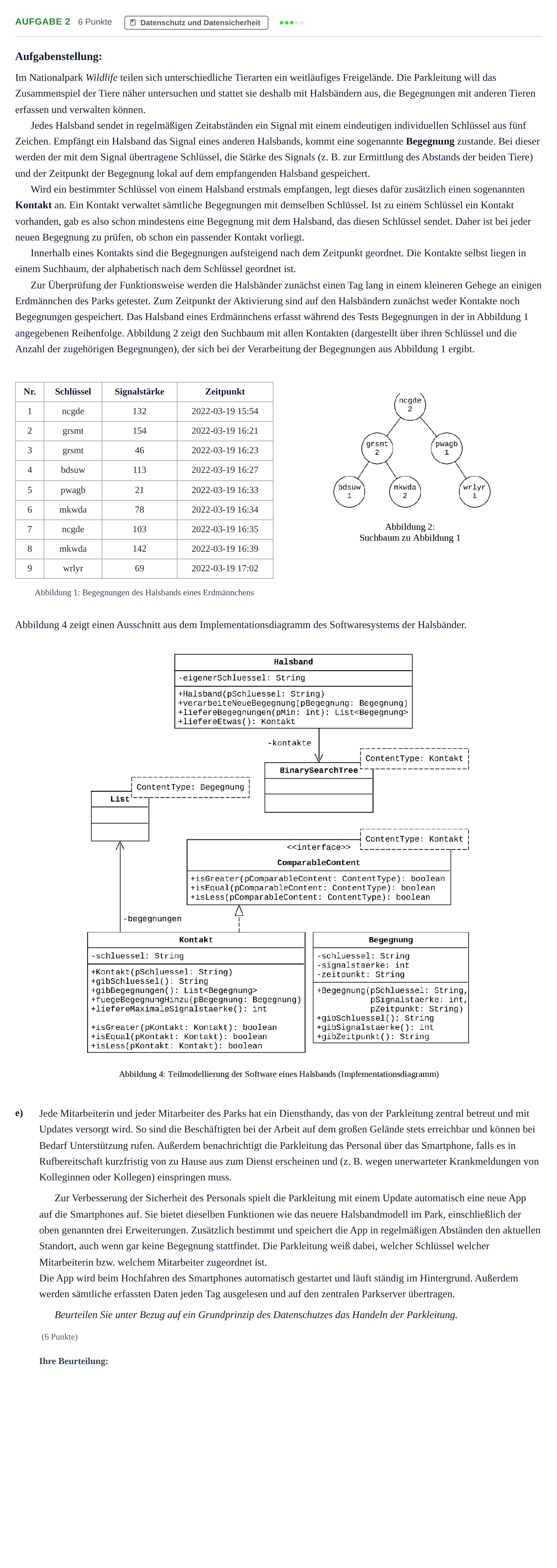 Aufgabenstellung: Aufgabe 2 - Datenschutz · Abitur NRW Informatik LK · Nachtermin 2022