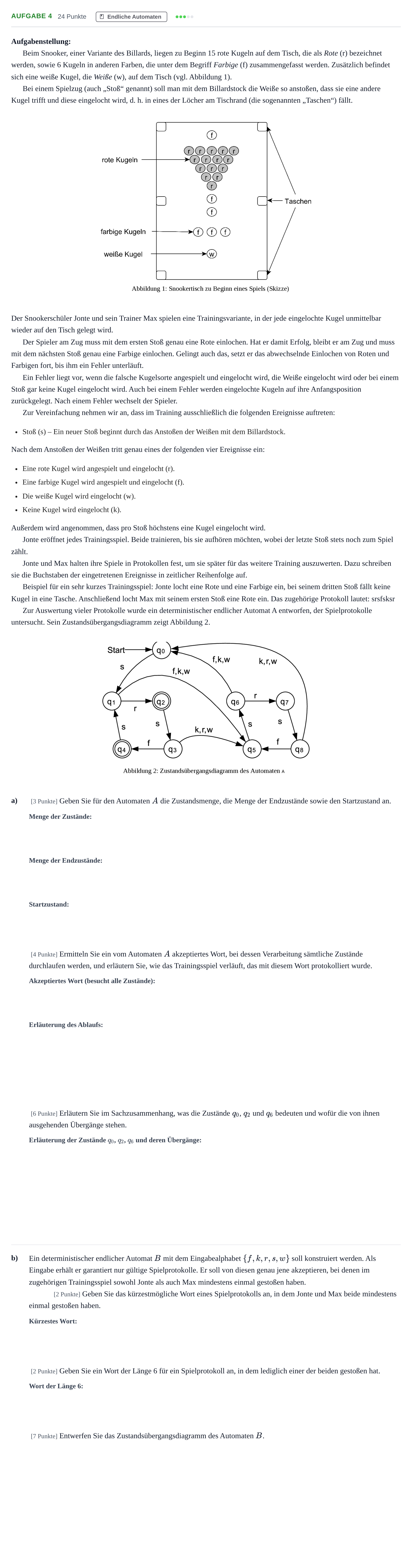 Aufgabenstellung: Aufgabe 4 - Endliche Automaten · Abitur NRW Informatik GK · Haupttermin 2023