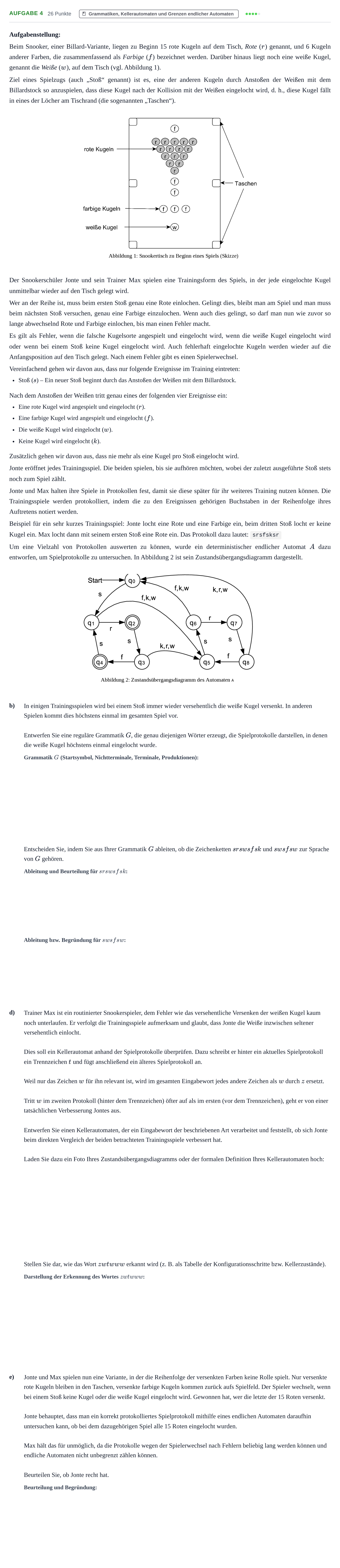 Aufgabenstellung: Aufgabe 4 - Grammatiken, Kellerautomaten und Gren… · Abitur NRW Informatik LK · Haupttermin · Weiterbildungskolleg 2023