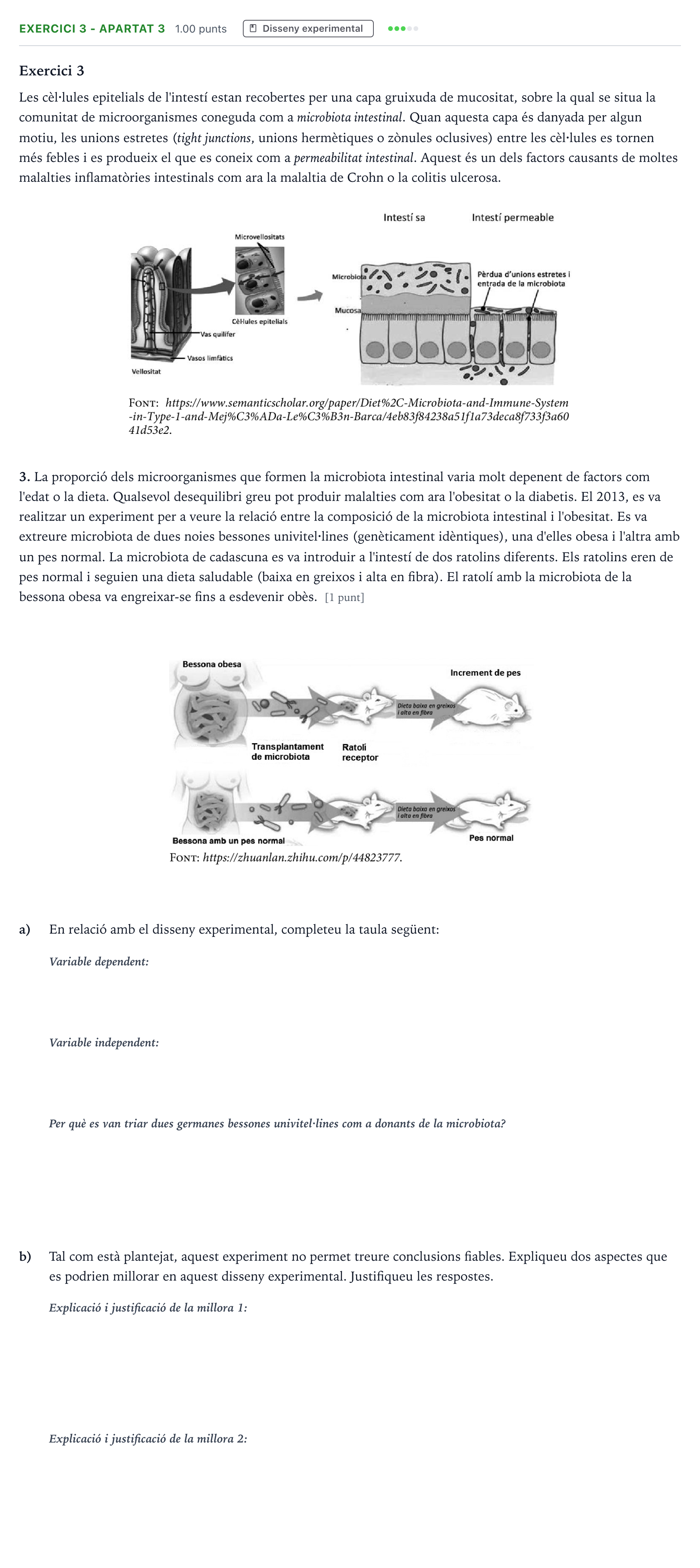 Enunciado: Exercici 3 - Apartat 3 · Biología Selectividad Cataluña Juny Serie 2 2021
