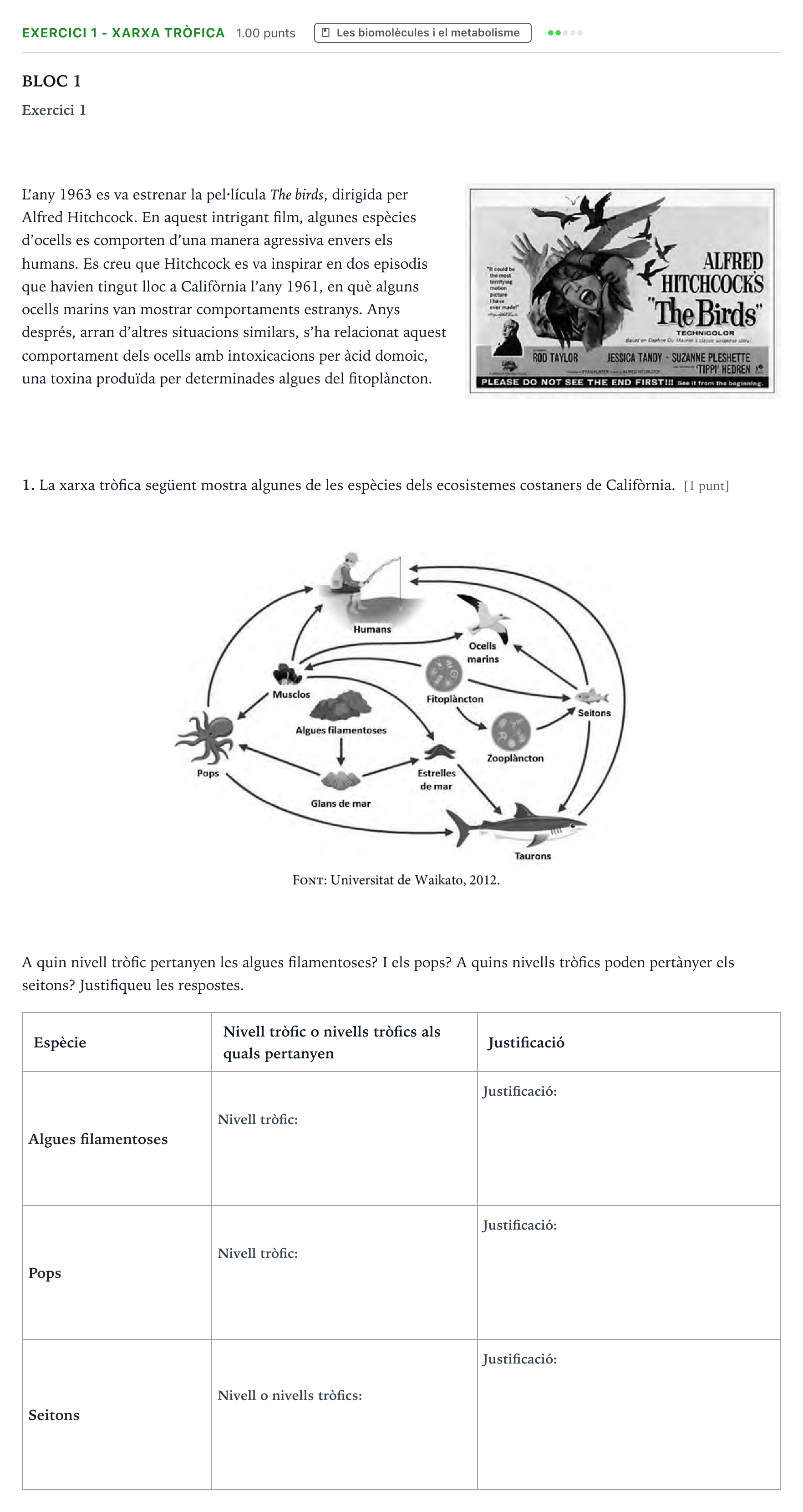 Enunciado: Exercici 1 - Xarxa tròfica · Biología Selectividad Cataluña Juny Serie 5 2021