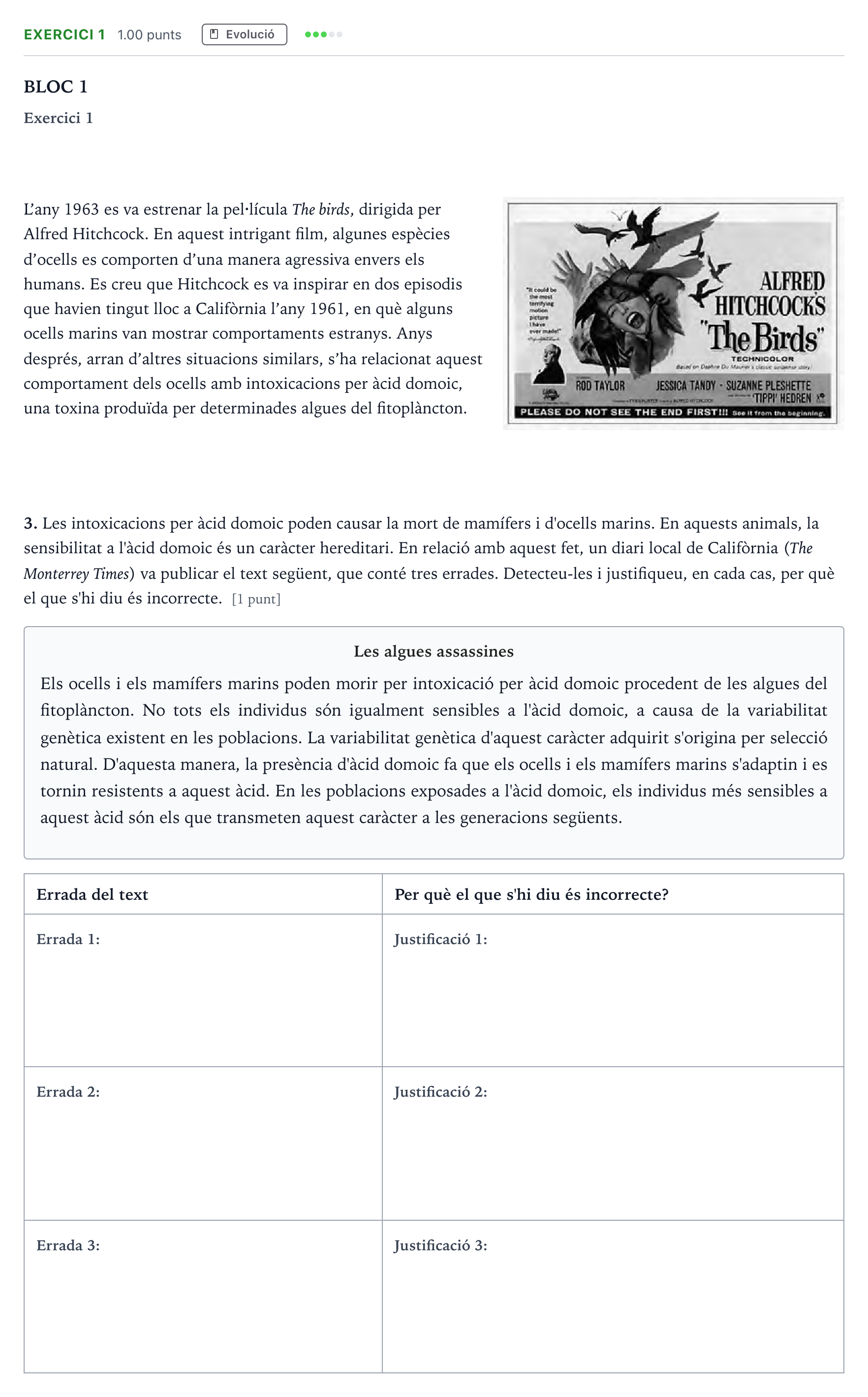 Enunciado: Exercici 1 - Evolució · Biología Selectividad Cataluña Juny Serie 5 2021