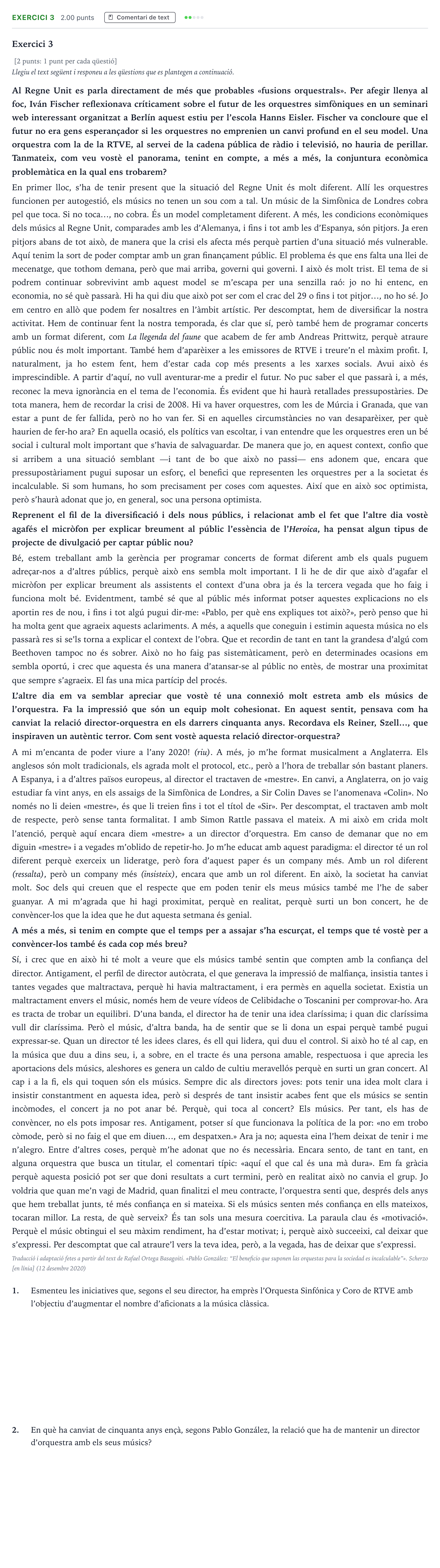 Enunciado: Exercici 3 · Análisis Musical Selectividad Cataluña Setembre Serie 1 2021