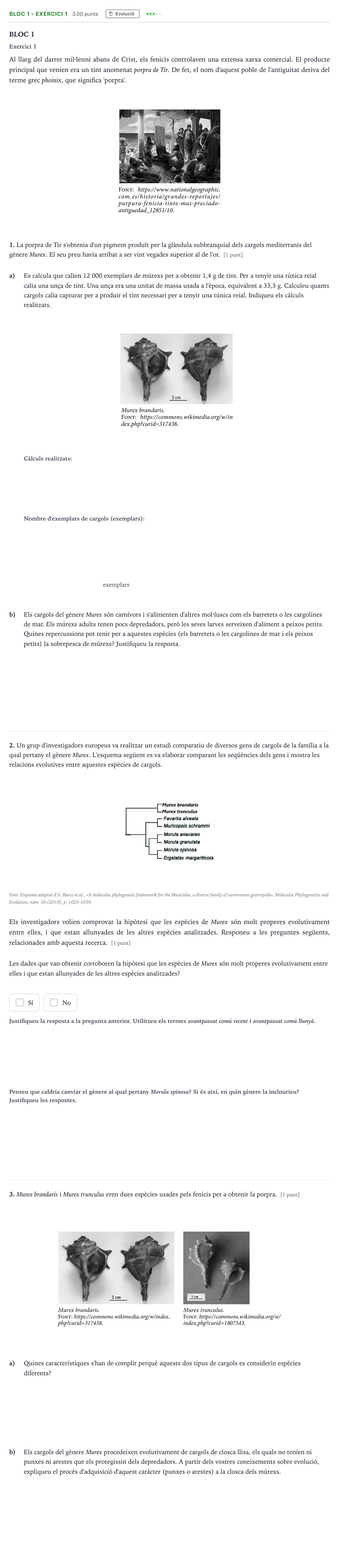 Enunciado: Ejercicio Bloc 1 - Exercici 1 · Biología Selectividad Cataluña Setembre Serie 1 2021