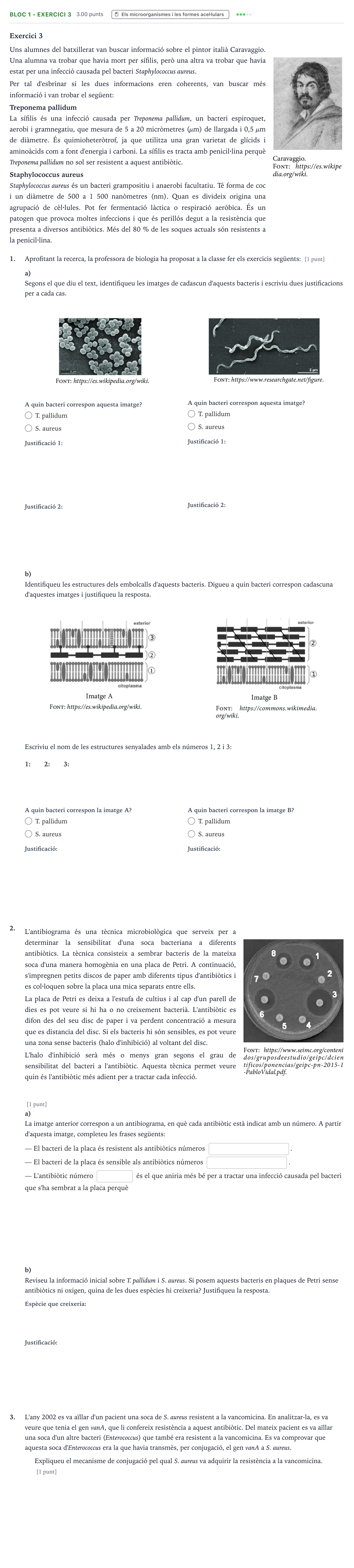 Enunciado: Ejercicio Bloc 1 - Exercici 3 · Biología Selectividad Cataluña Setembre Serie 1 2021