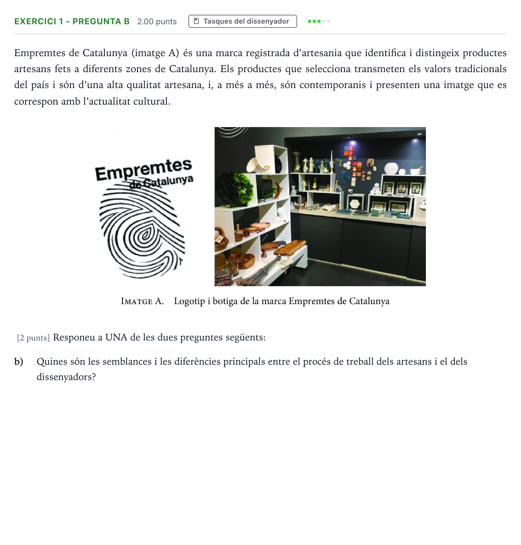 Enunciado: Exercici 1 - Pregunta b · Diseño Selectividad Cataluña Juny Serie 2 2021