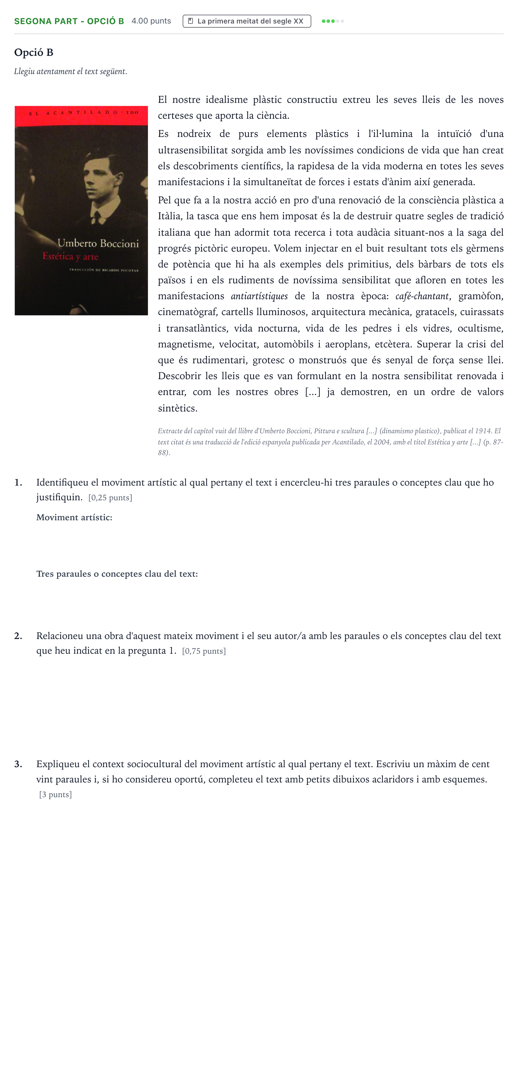 Enunciado: Ejercicio Segona part - Opció B · Fundamentos Artísticos Selectividad Cataluña Juny Serie 2 2021