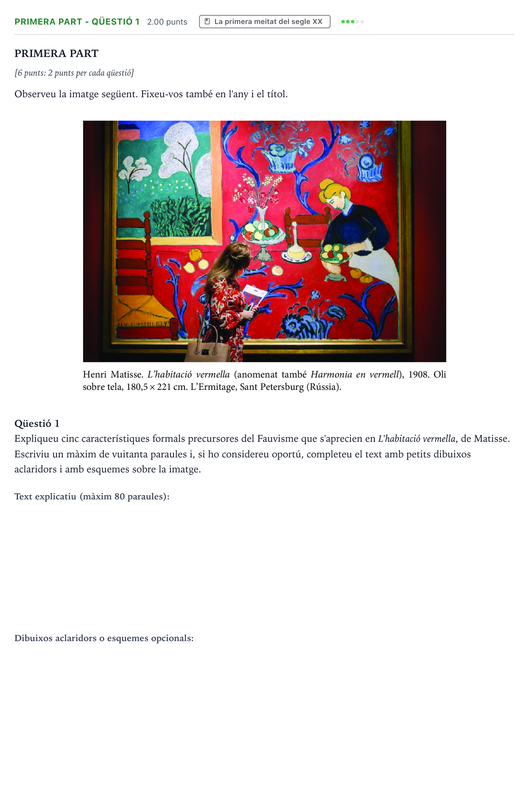Enunciado: Ejercicio Primera part - Qüestió 1 · Fundamentos Artísticos Selectividad Cataluña Juny Serie 5 2021