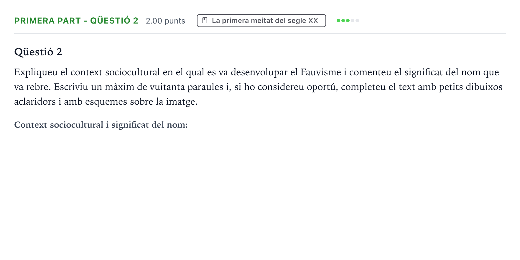 Enunciado: Ejercicio Primera part - Qüestió 2 · Fundamentos Artísticos Selectividad Cataluña Juny Serie 5 2021
