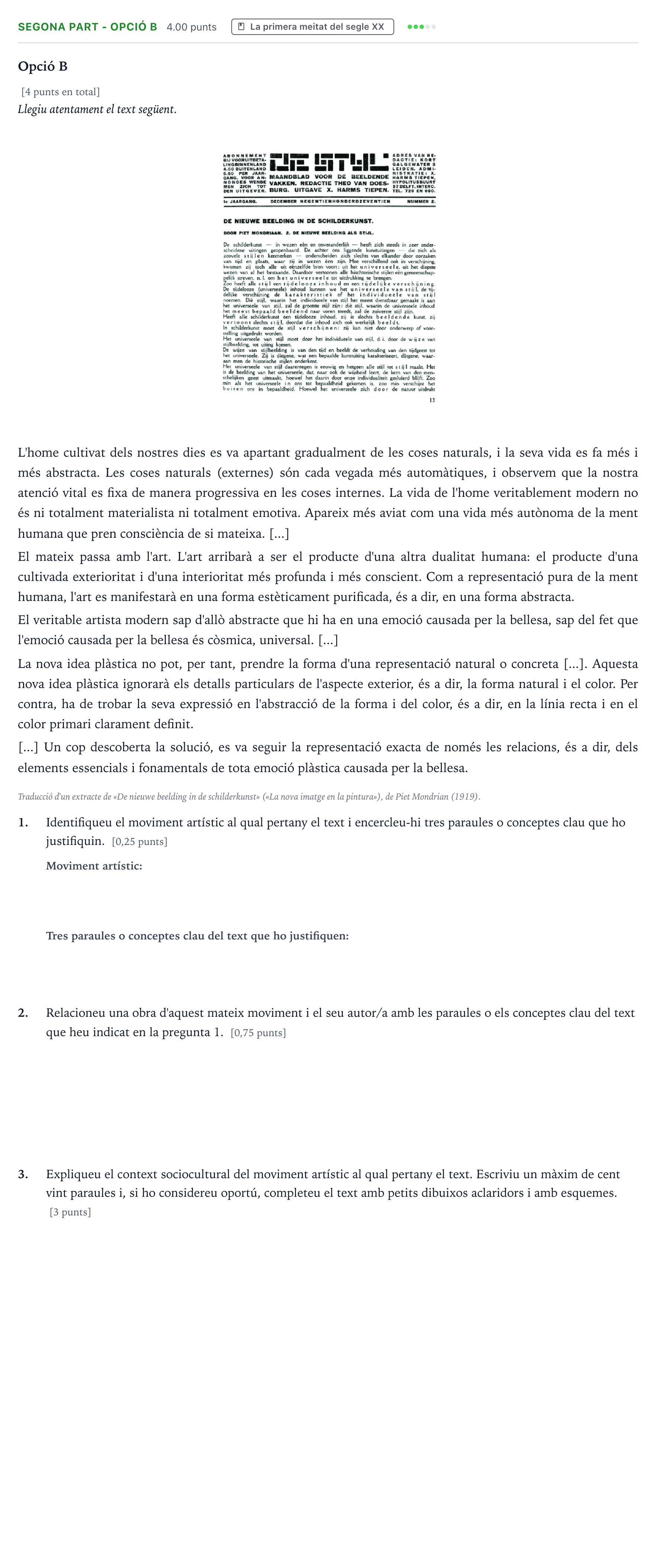 Enunciado: Ejercicio Segona part - Opció B · Fundamentos Artísticos Selectividad Cataluña Juny Serie 5 2021