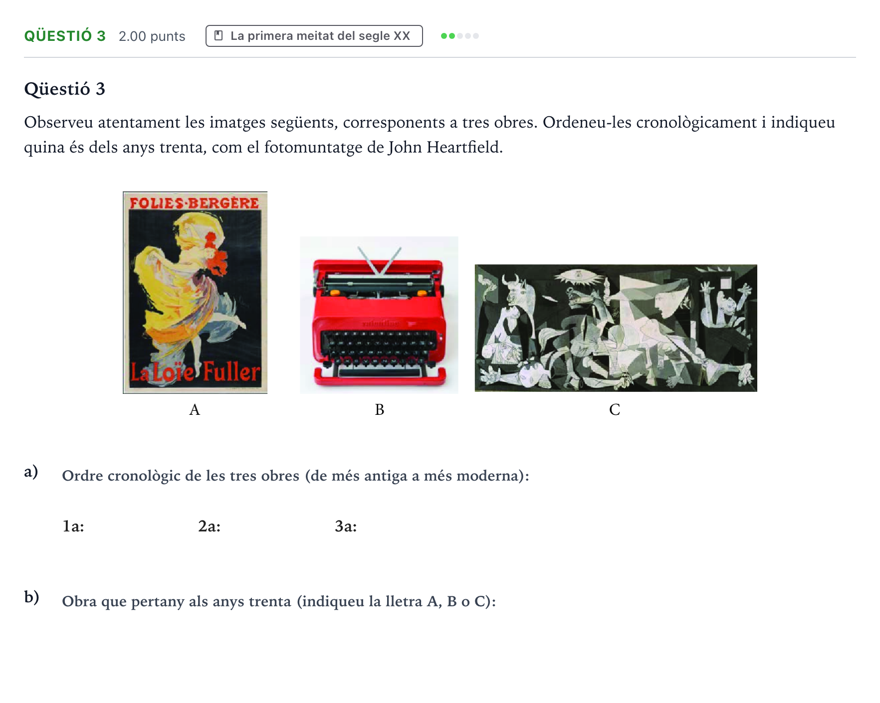 Enunciado: Ejercicio Qüestió 3 · Fundamentos Artísticos Selectividad Cataluña Setembre Serie 1 2021