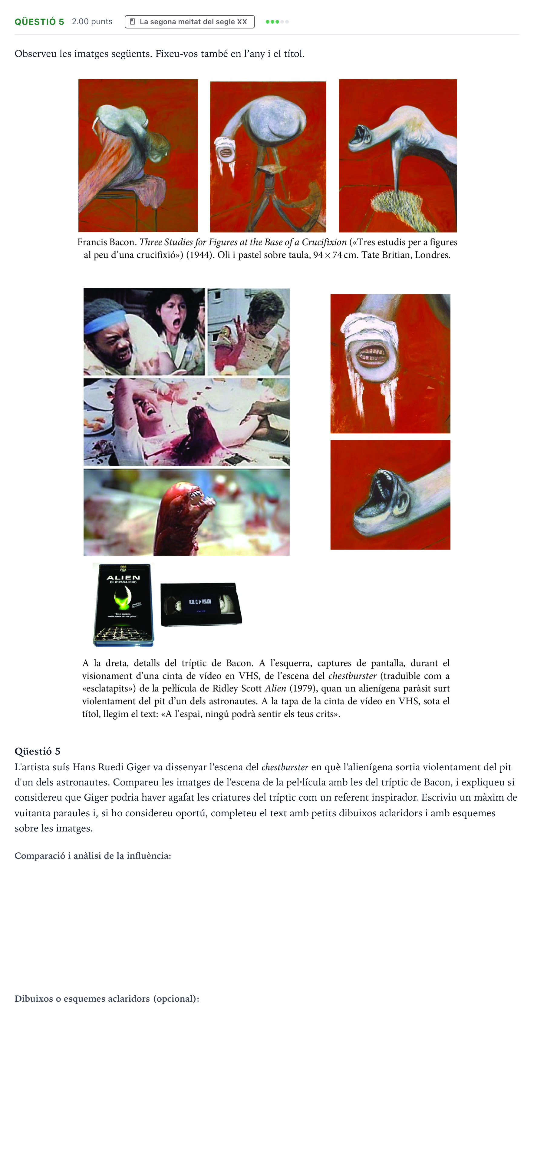 Enunciado: Ejercicio Qüestió 5 · Fundamentos Artísticos Selectividad Cataluña Setembre Serie 1 2021