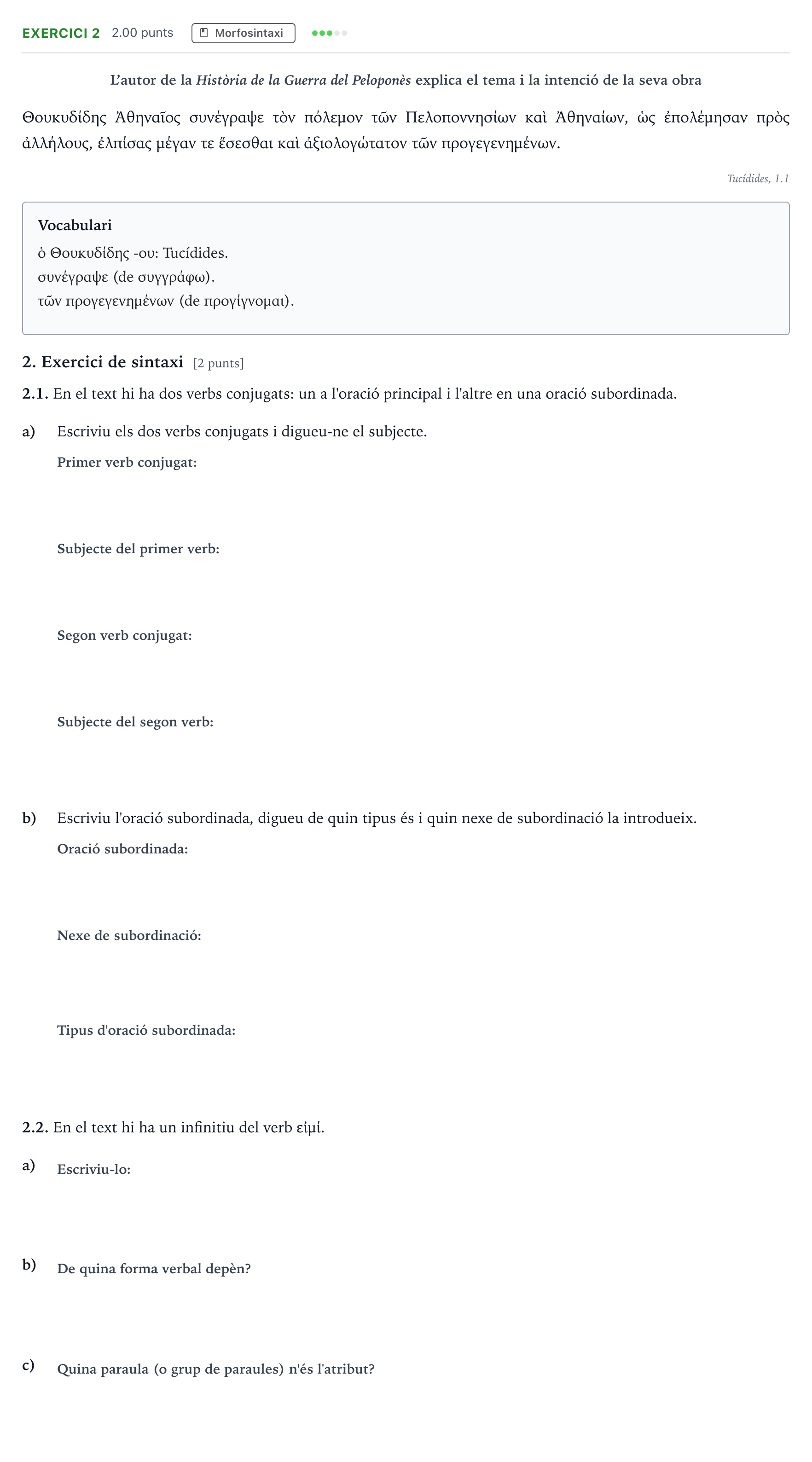 Enunciado: Problema 2 · Griego II Selectividad Cataluña Juny Serie 2 2021