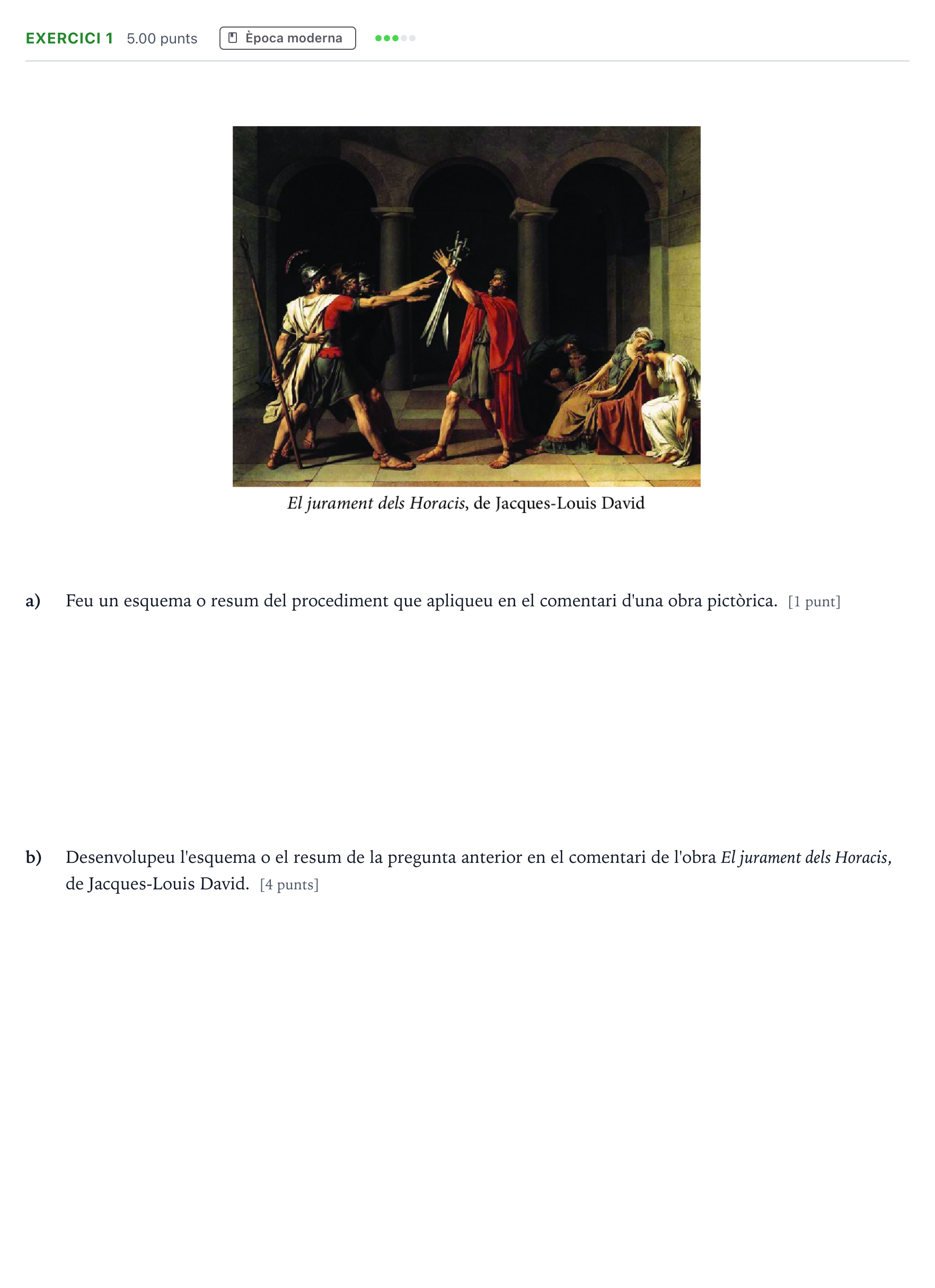 Enunciado: Exercici 1 · Historia del Arte Selectividad Cataluña Setembre Serie 1 2021